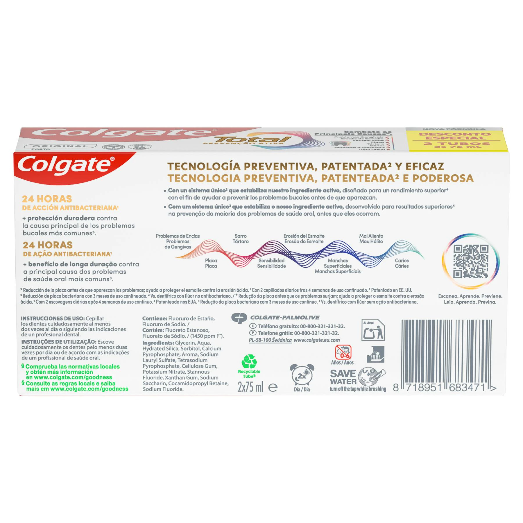 Pasta Dentário Original Colgate Total 2x75Ml