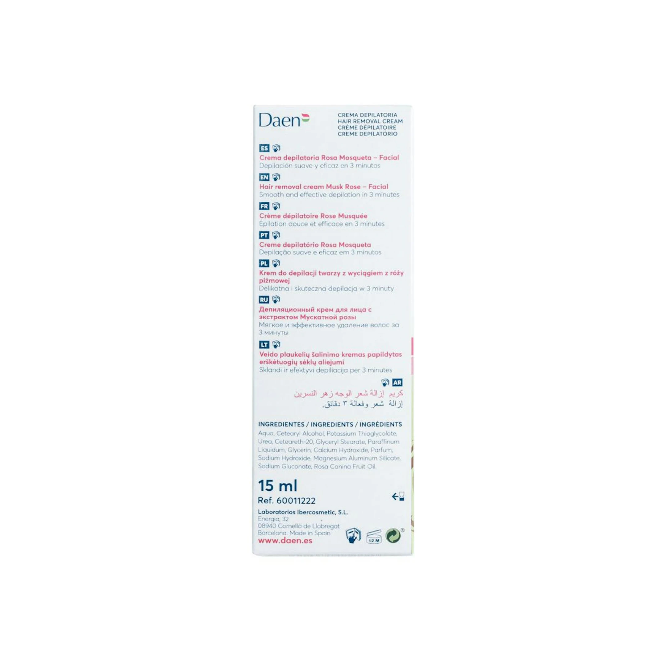 Crema Depilatoria Facial Rosa Mosqueta Daen 15Ml
