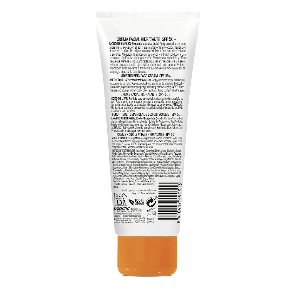 Creme Facial Hidratante Ácido Hialurónico SPF 50+ Babaria 75Ml