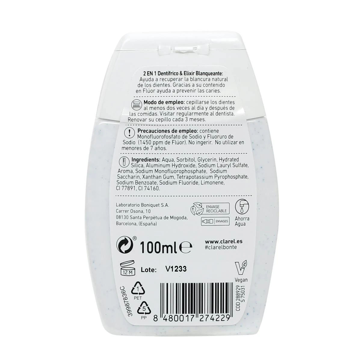 Dentífrico 2 En 1 Blanqueador Bonté 100Ml
