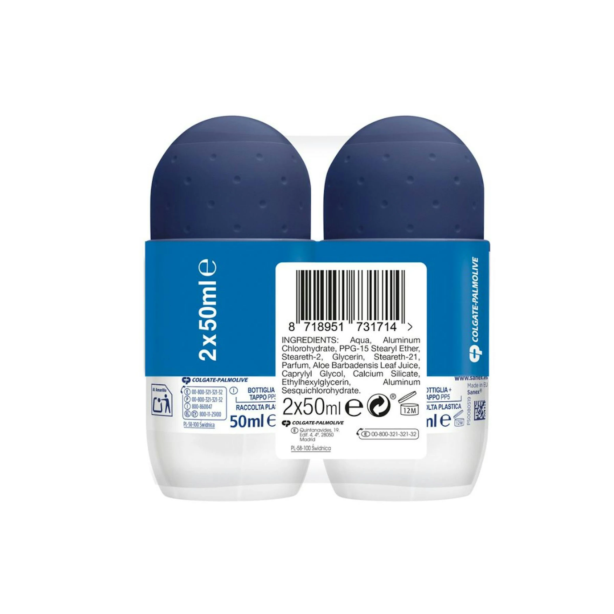 Desodorante Roll-On Active Control 72H Sanex Men 50Ml