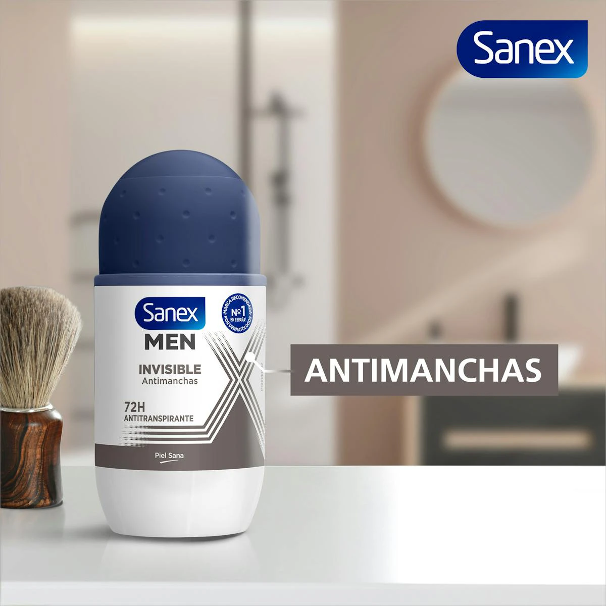 Desodorizante Roll-On Invisible Anti-Manchas 72H Sanex Men 50Ml