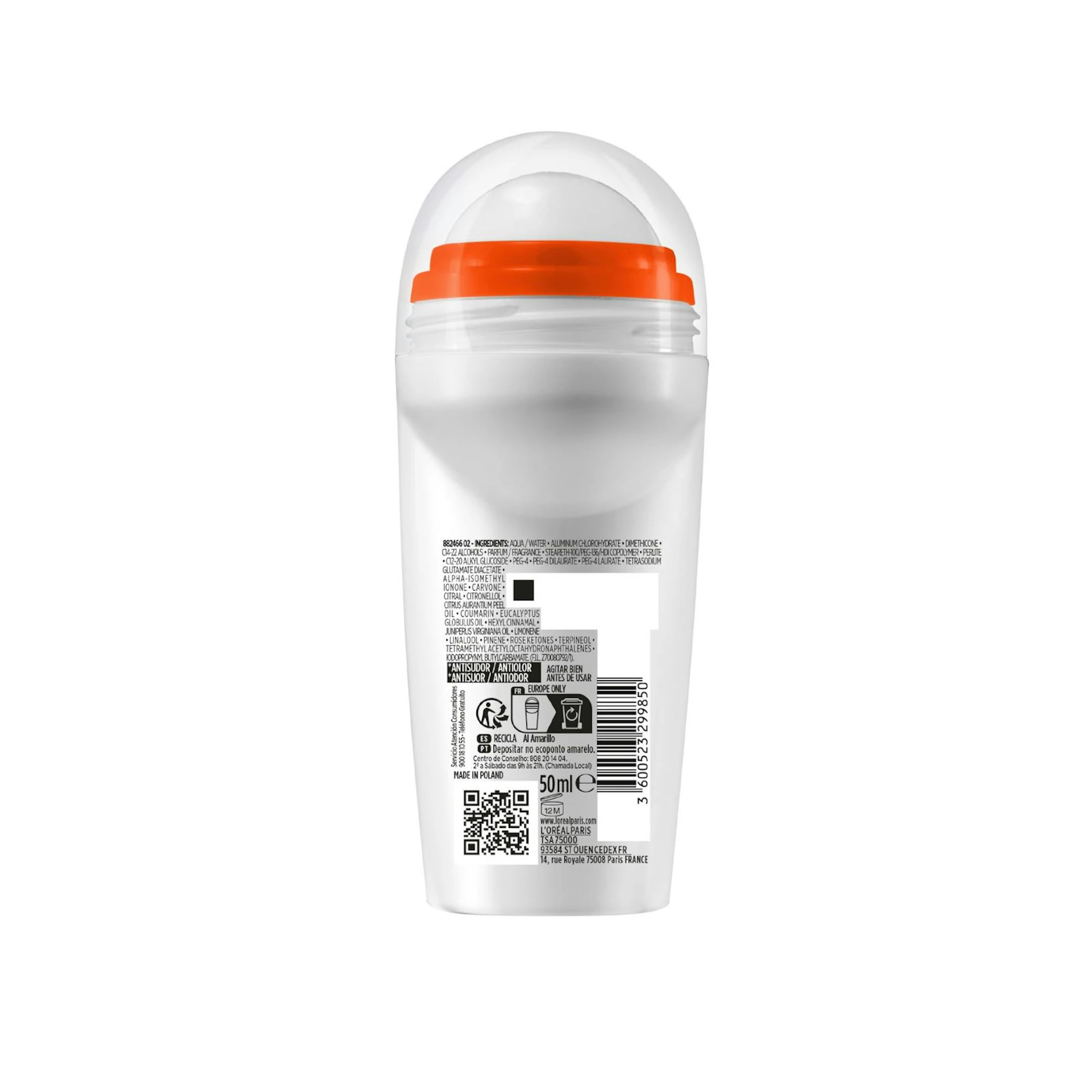 Desodorante Roll-On Shirt Protect L'Oréal Men Expert 50Ml