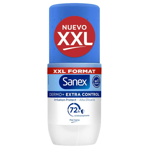 Desodorante extra control XXL SANEX, roll on 90 ml