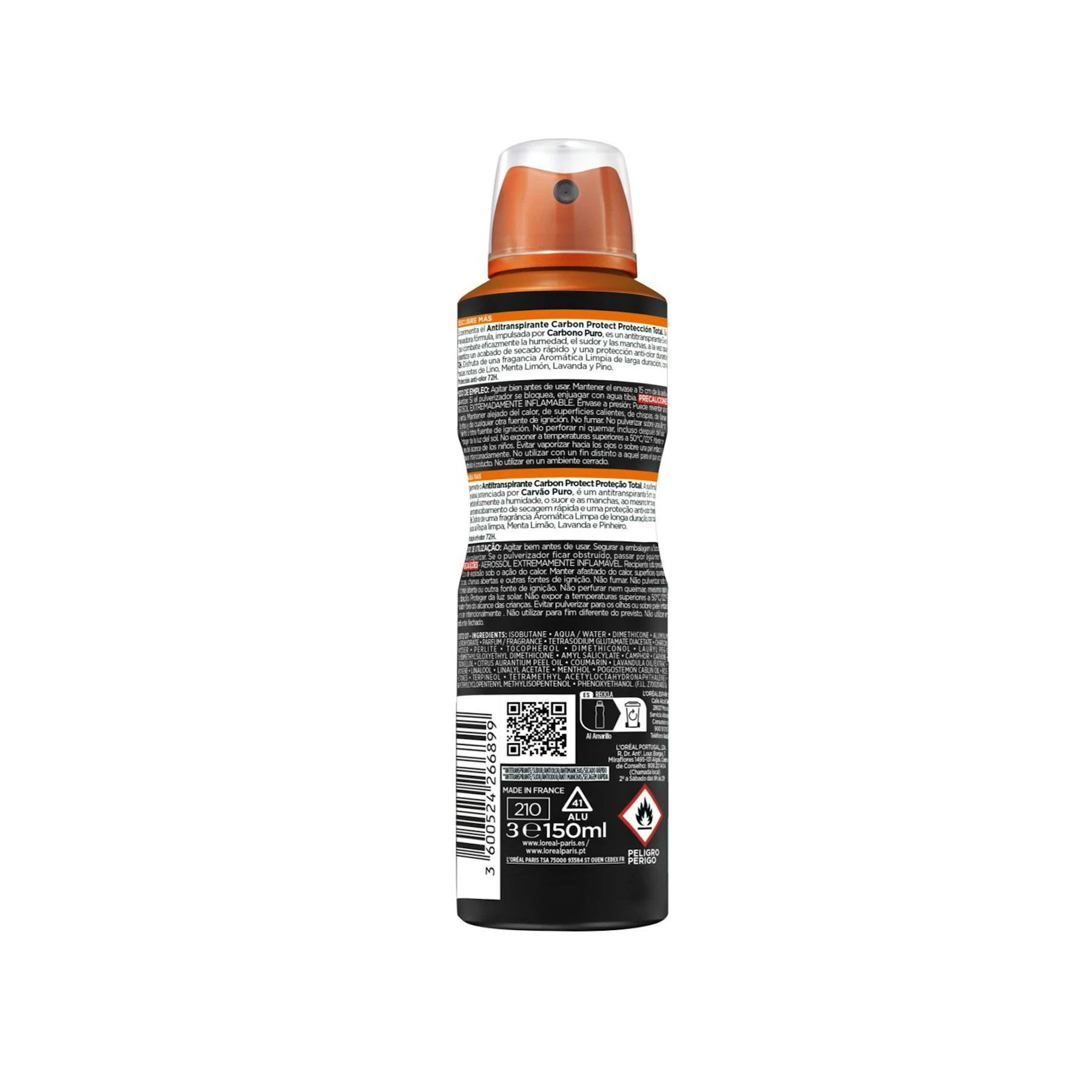 Desodorante Spray Carbon Protect L'Oréal Men Expert 150Ml