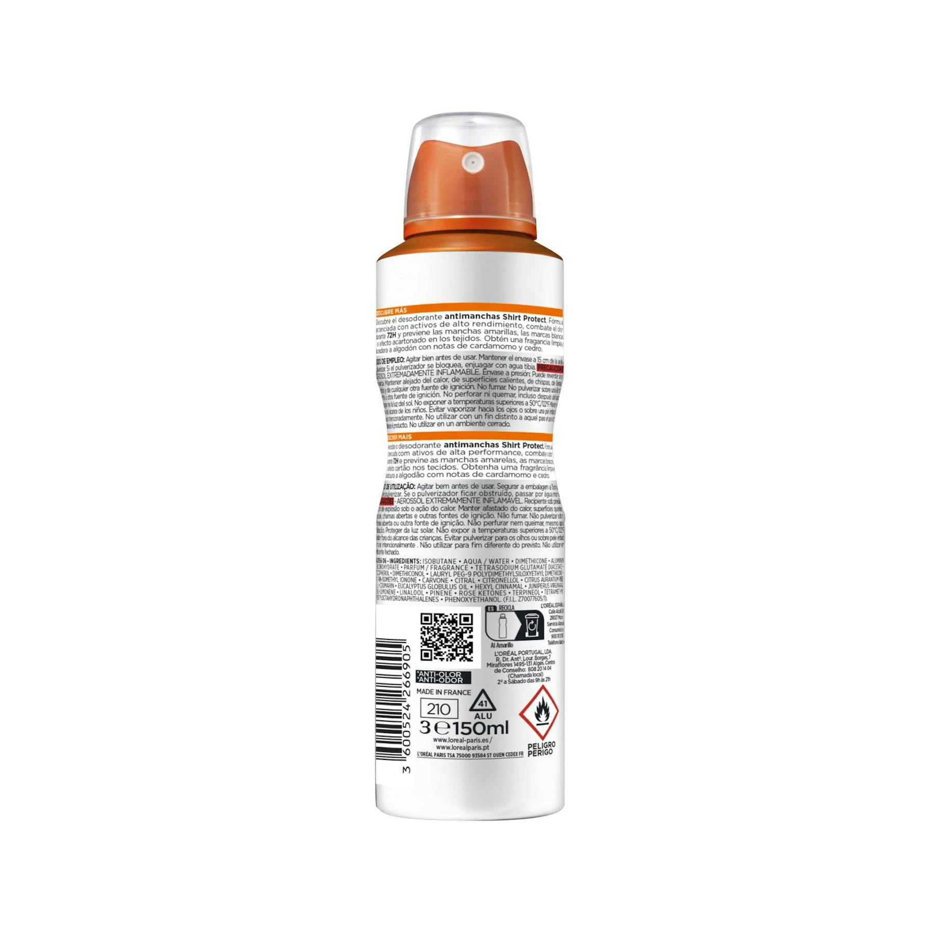 Desodorante Spray Shirt Protect L'Oréal Men Expert 150Ml