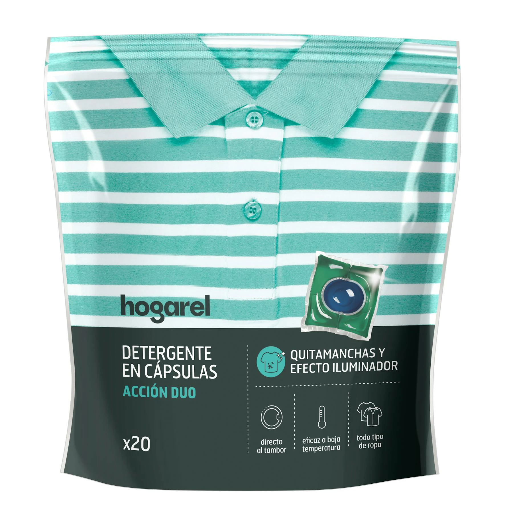 Detergente En Cápsulas Acción Duo Hogarel 20 Lv