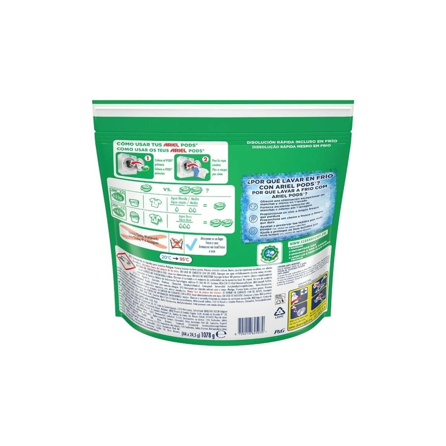 Detergente En Cápsulas +Poder Quitamanchas Ariel 27+17 Lv