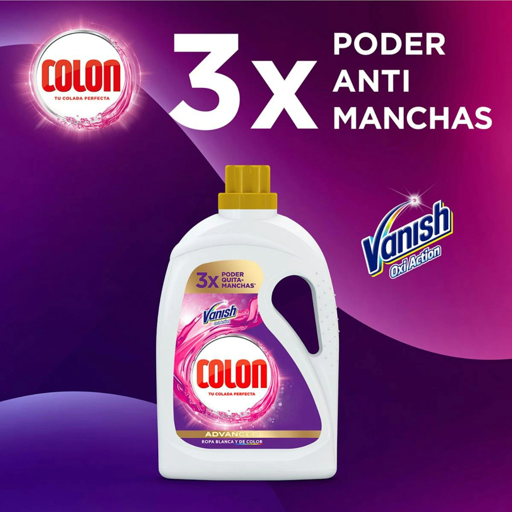 Detergente Líquido Vanish 3x Poder Quitamanchas Colon 40 Lv