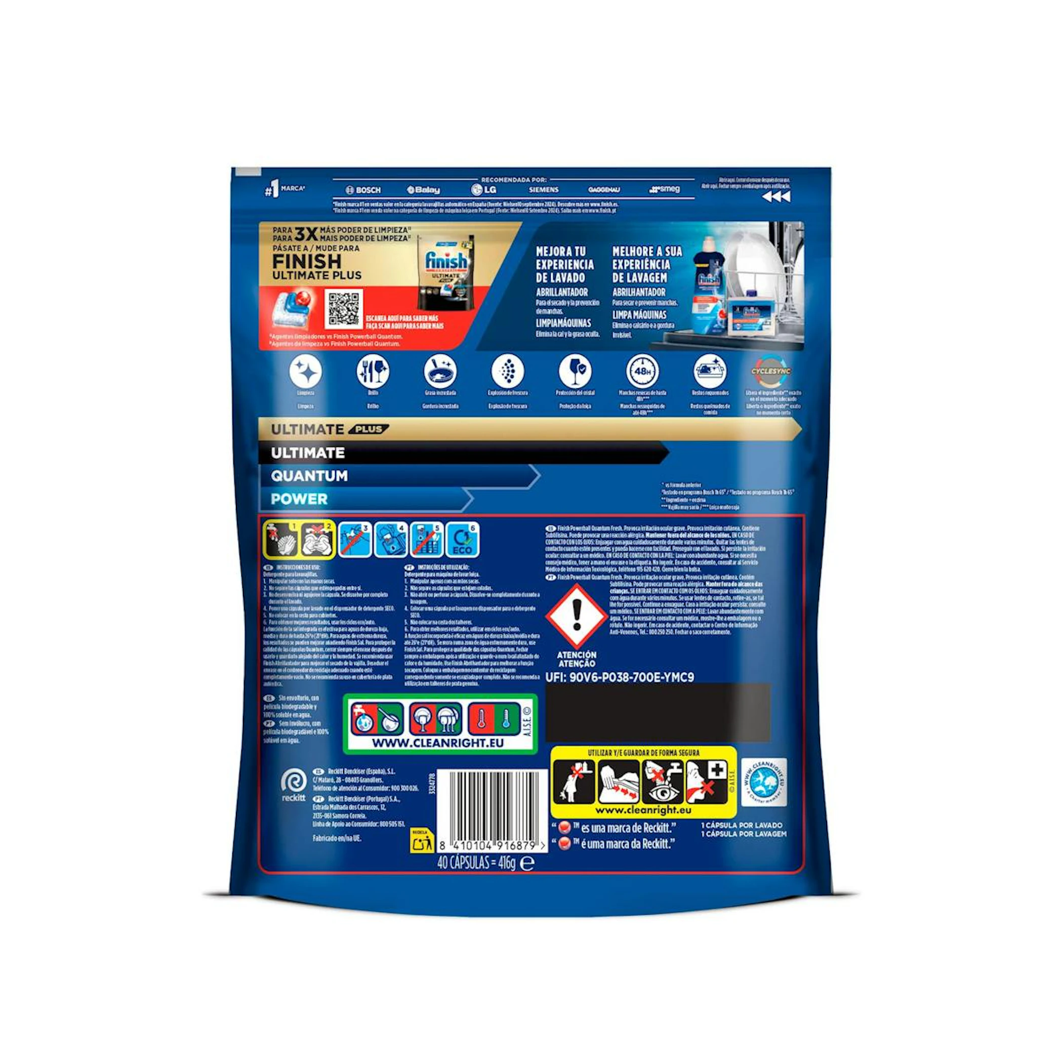 Lavavajillas En Cápsulas Quantum Finish 40 Uds