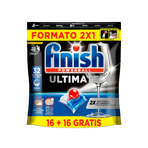 Lavavajillas Finish Ultimate 16+16 32 Unidades 32 uds