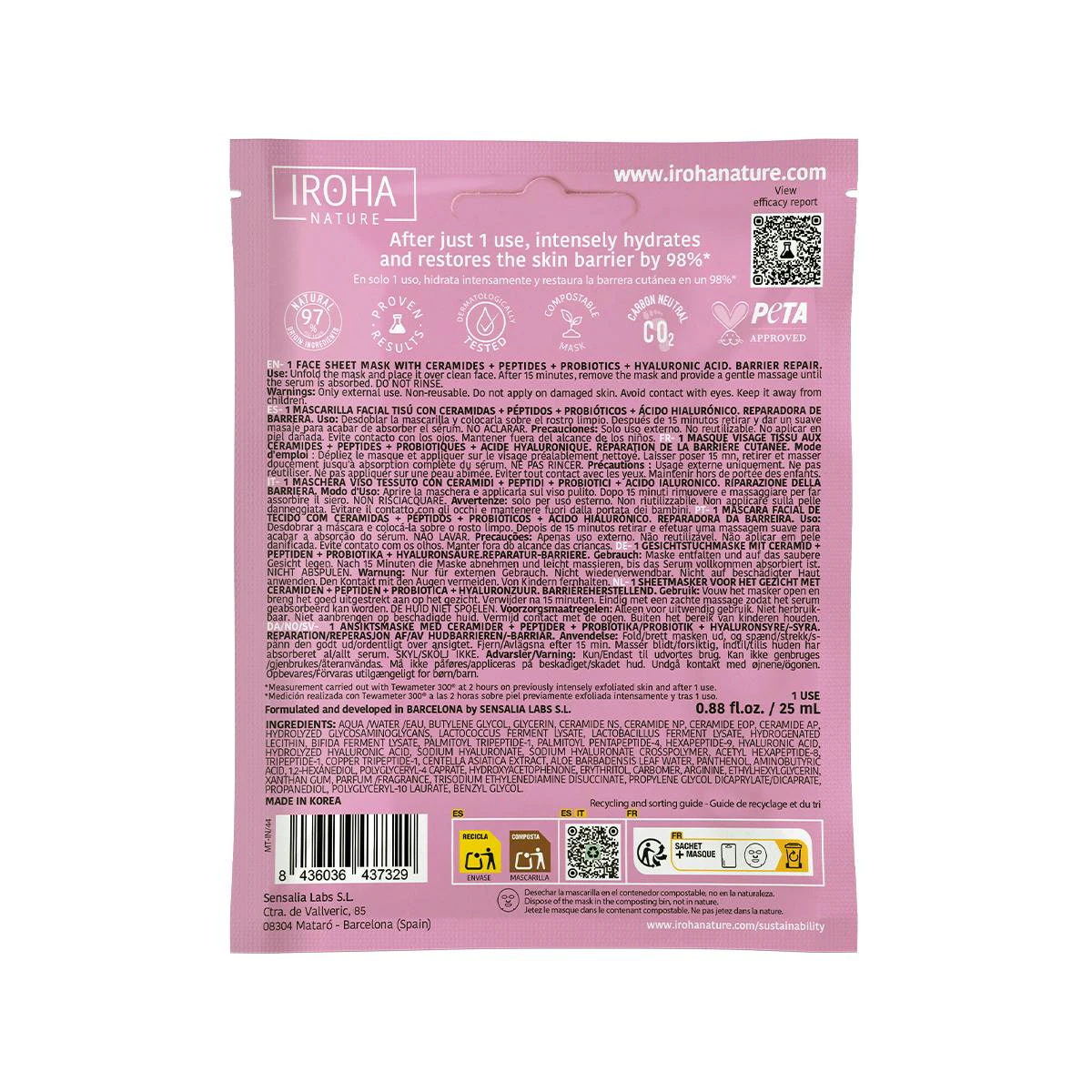 Mascarilla Facial Barrier Repair Iroha Nature