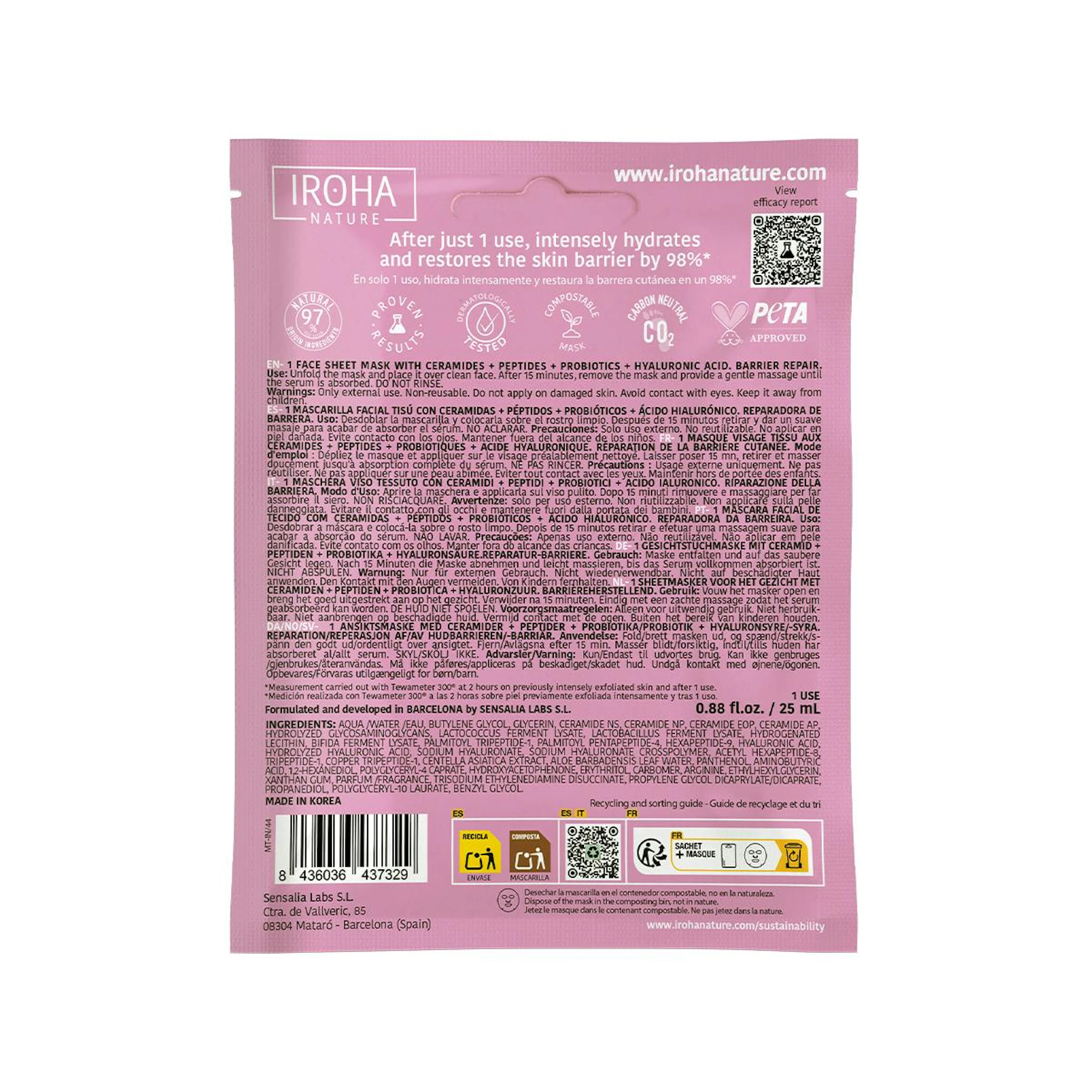 Mascarilla Facial Barrier Repair Iroha Nature
