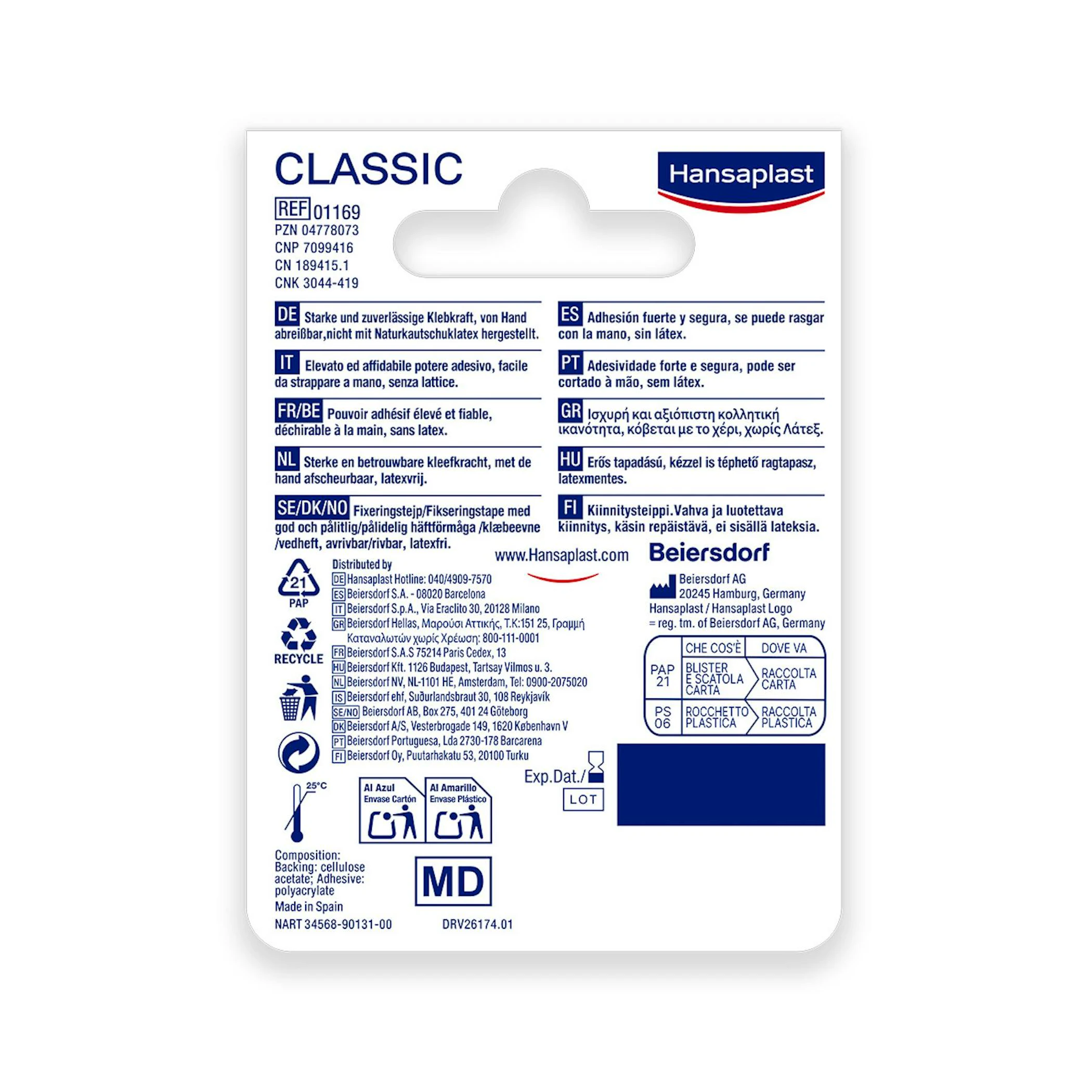 Esparadrapo Classic Hansaplast 5m
