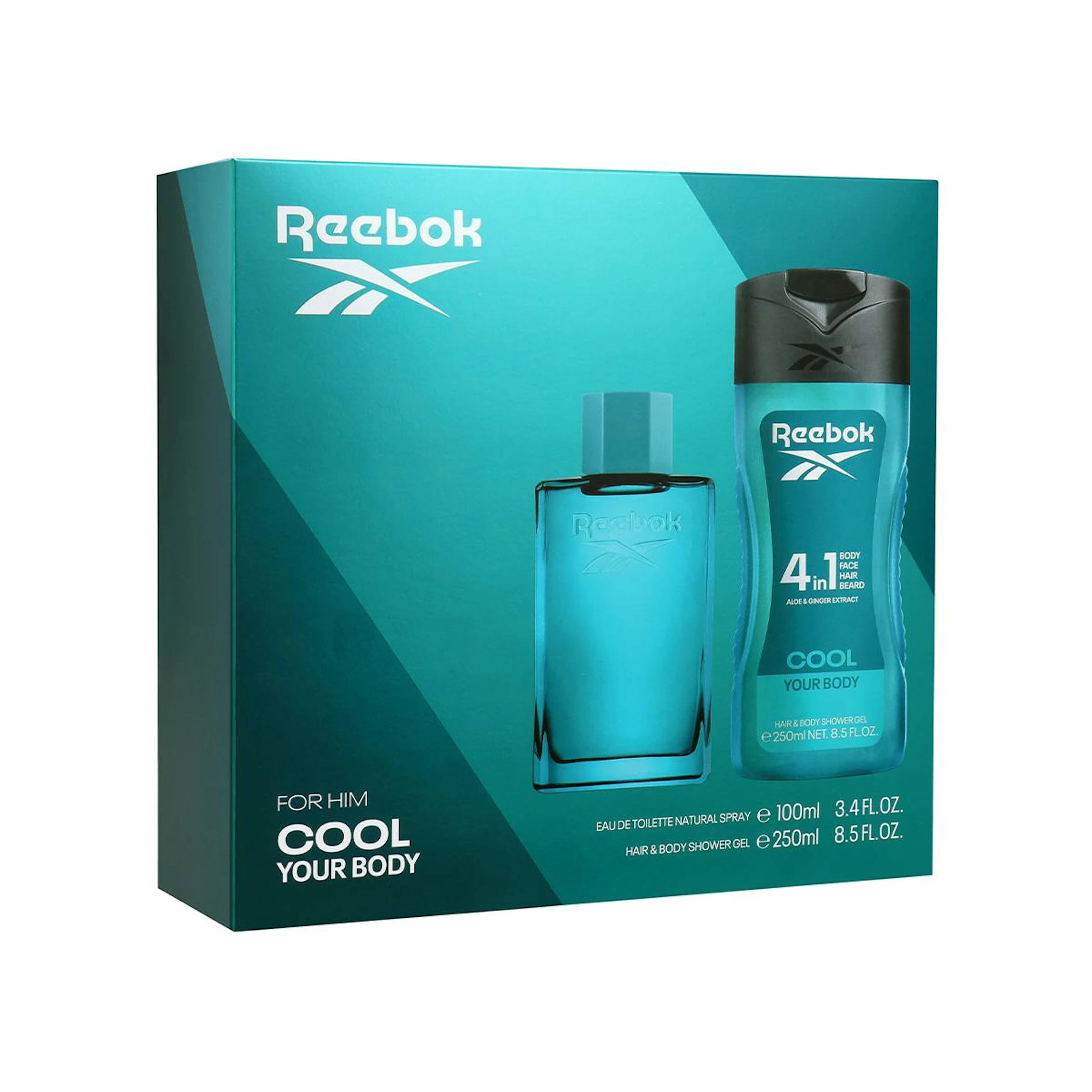 Estojo Reebok Cool Your Body EDT 100Ml + Gel de Duche 250Ml