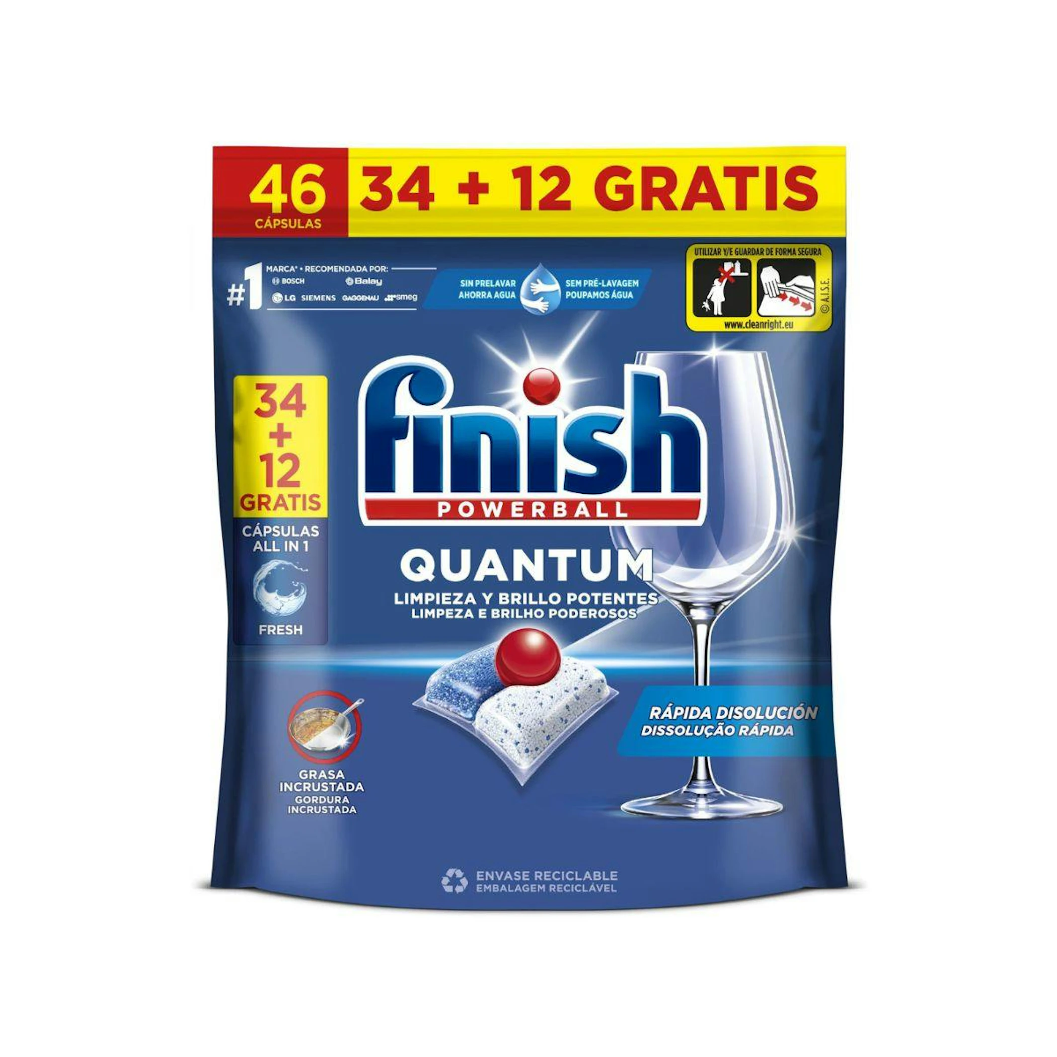 Lavavajillas En Cápsulas Quantum Finish 34+12 Uds 0
