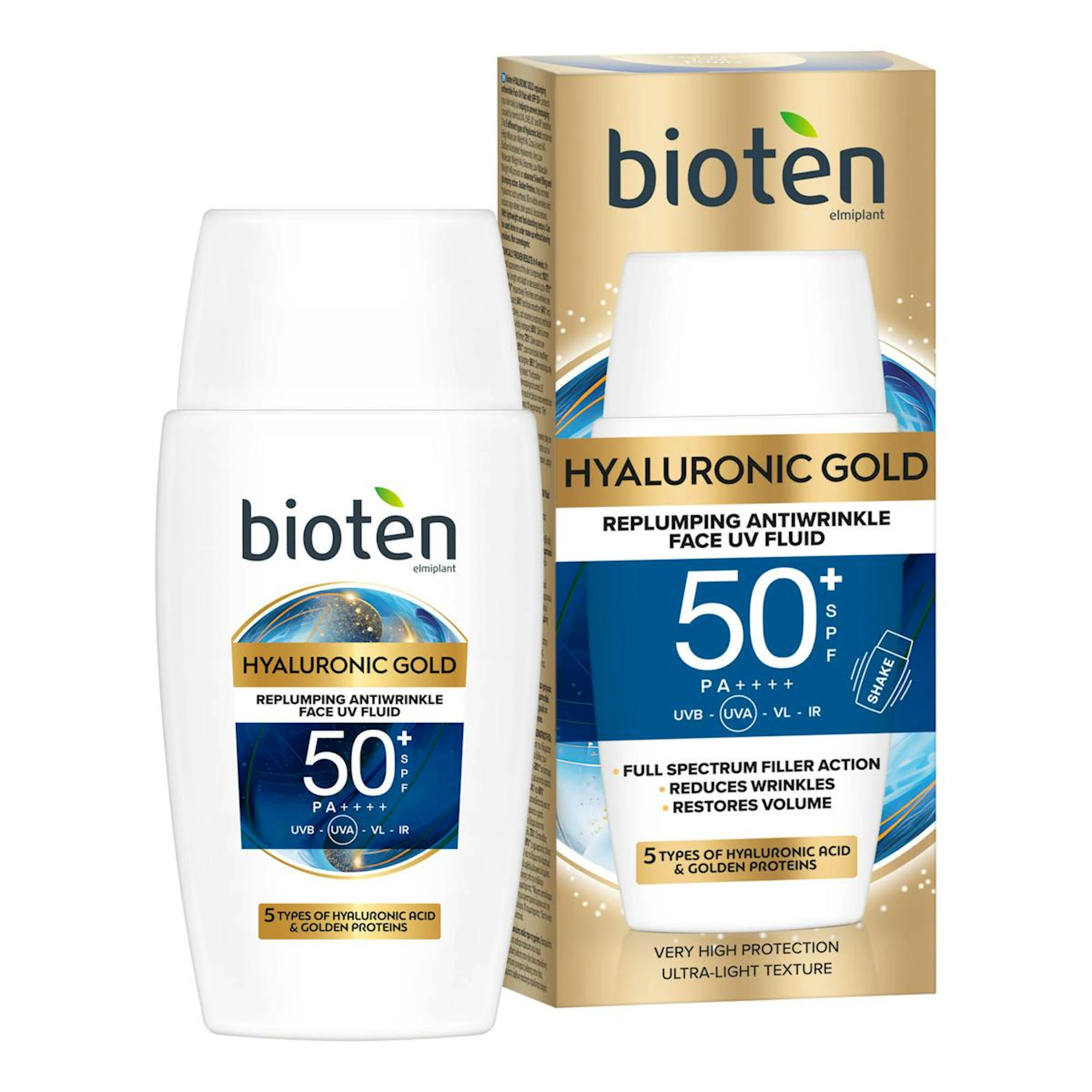 Fluido UV Facial Hyaluronic Gold SPF 50 Bioten 50Ml 0