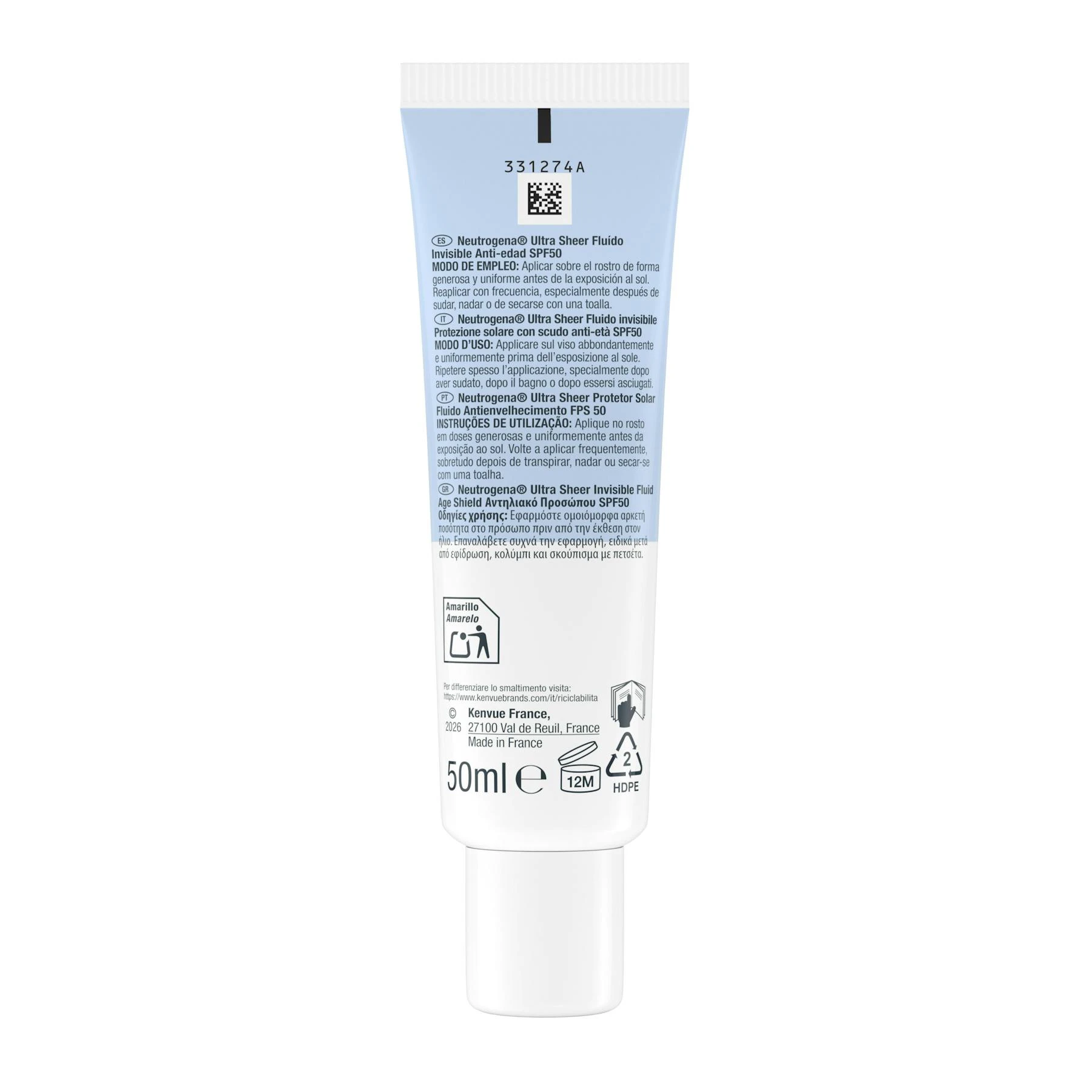 Fluido Solar Ultra Sheer Invisível Anti-Idade SPF50 Neutrogena 50Ml