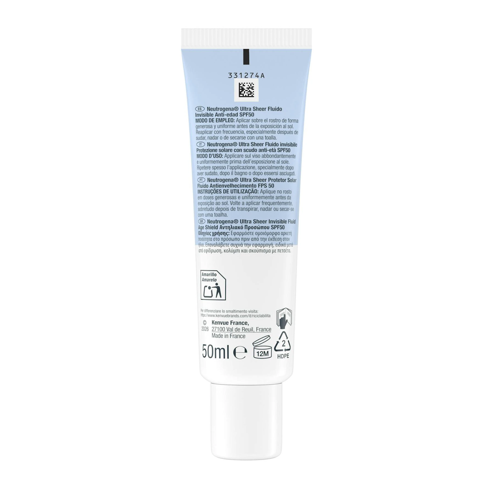 Fluido Solar Ultra Sheer Invisível Anti-Idade SPF50 Neutrogena 50Ml