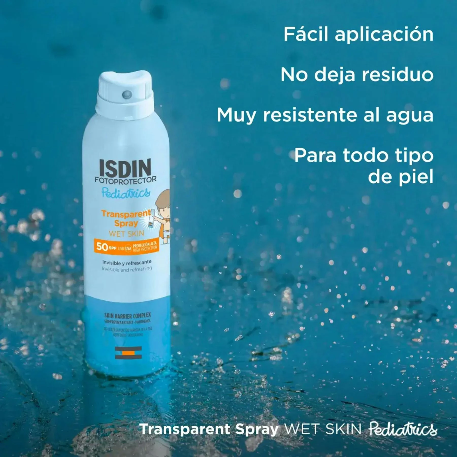 Fotoprotector Spray Transparent Wet Skin Pediatrics SPF 50 Isdin 250Ml