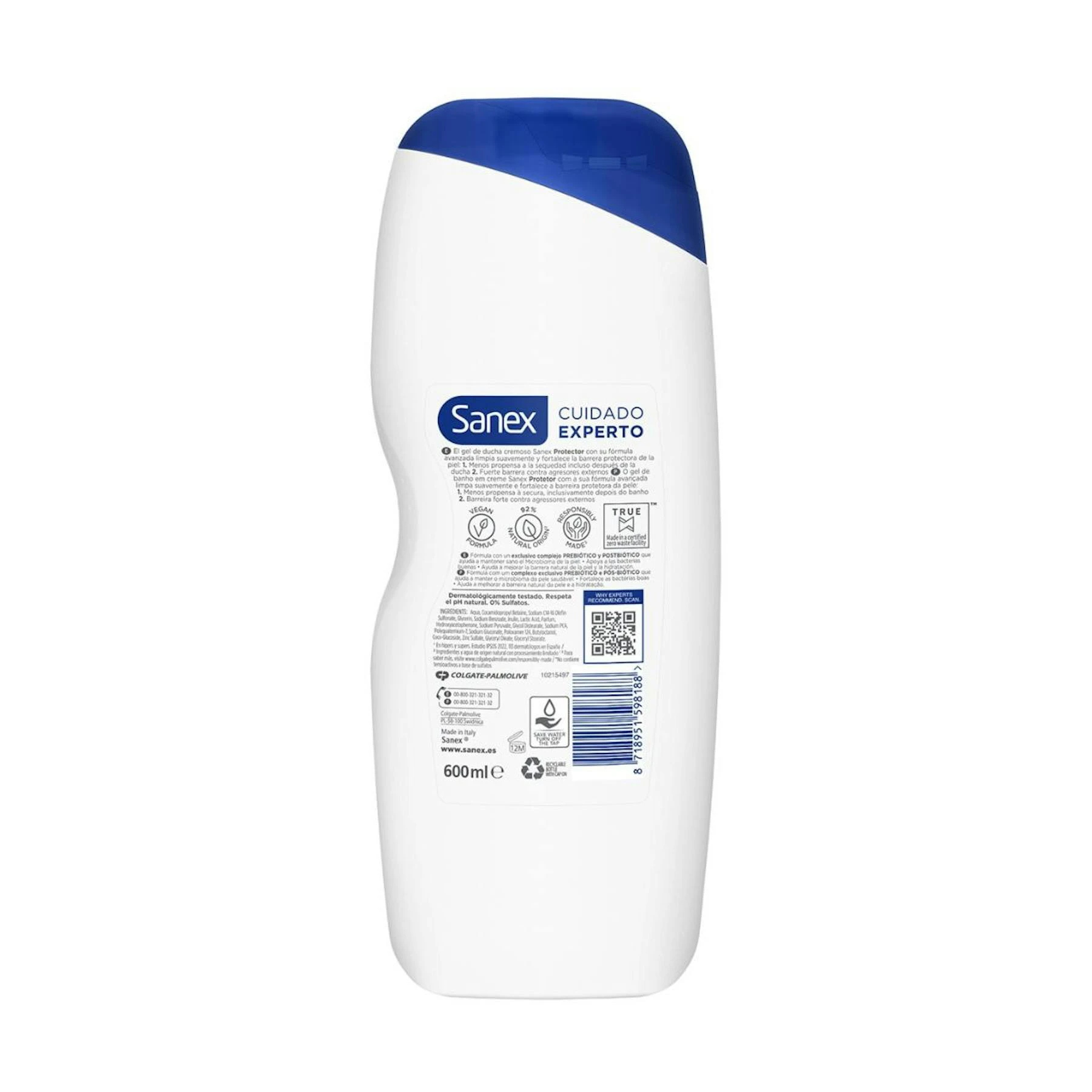 Gel De Banho Cuidado Experto Protetor Sanex 600Ml