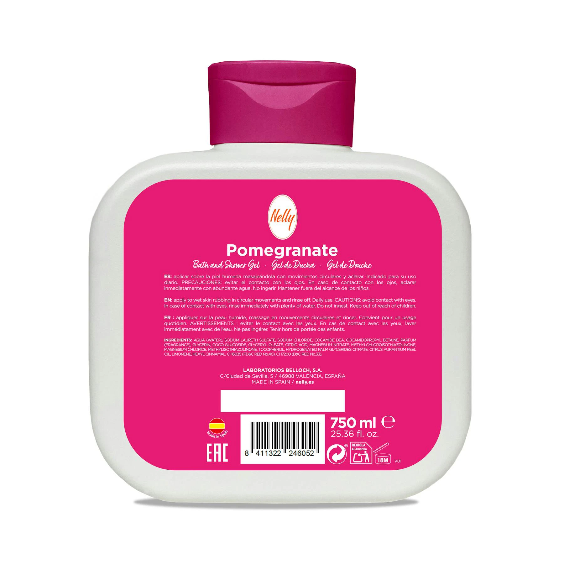 Gel De Duche Romã Nelly 750Ml