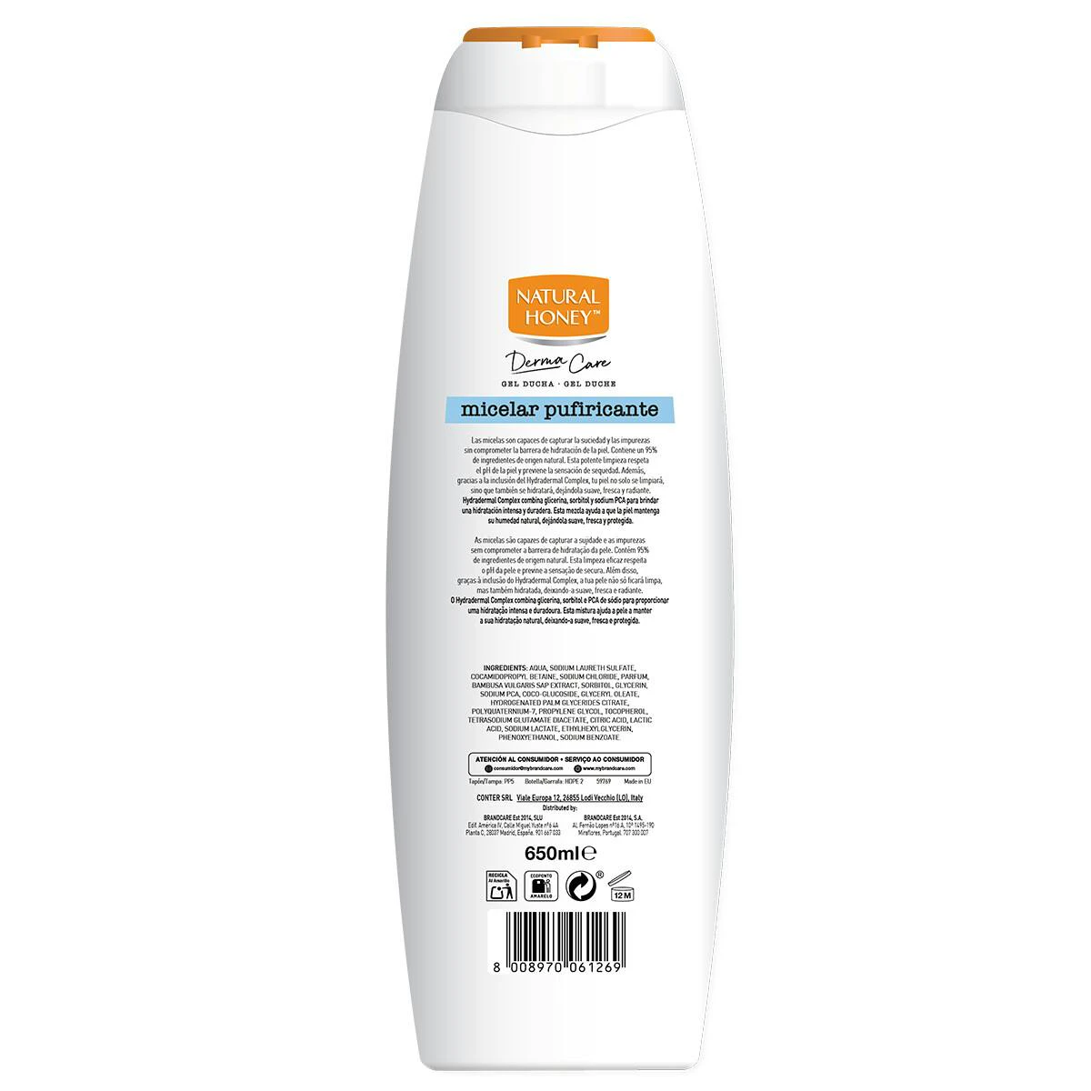 Gel de Duche Micelar Purificante Bambu Natural Honey 650Ml