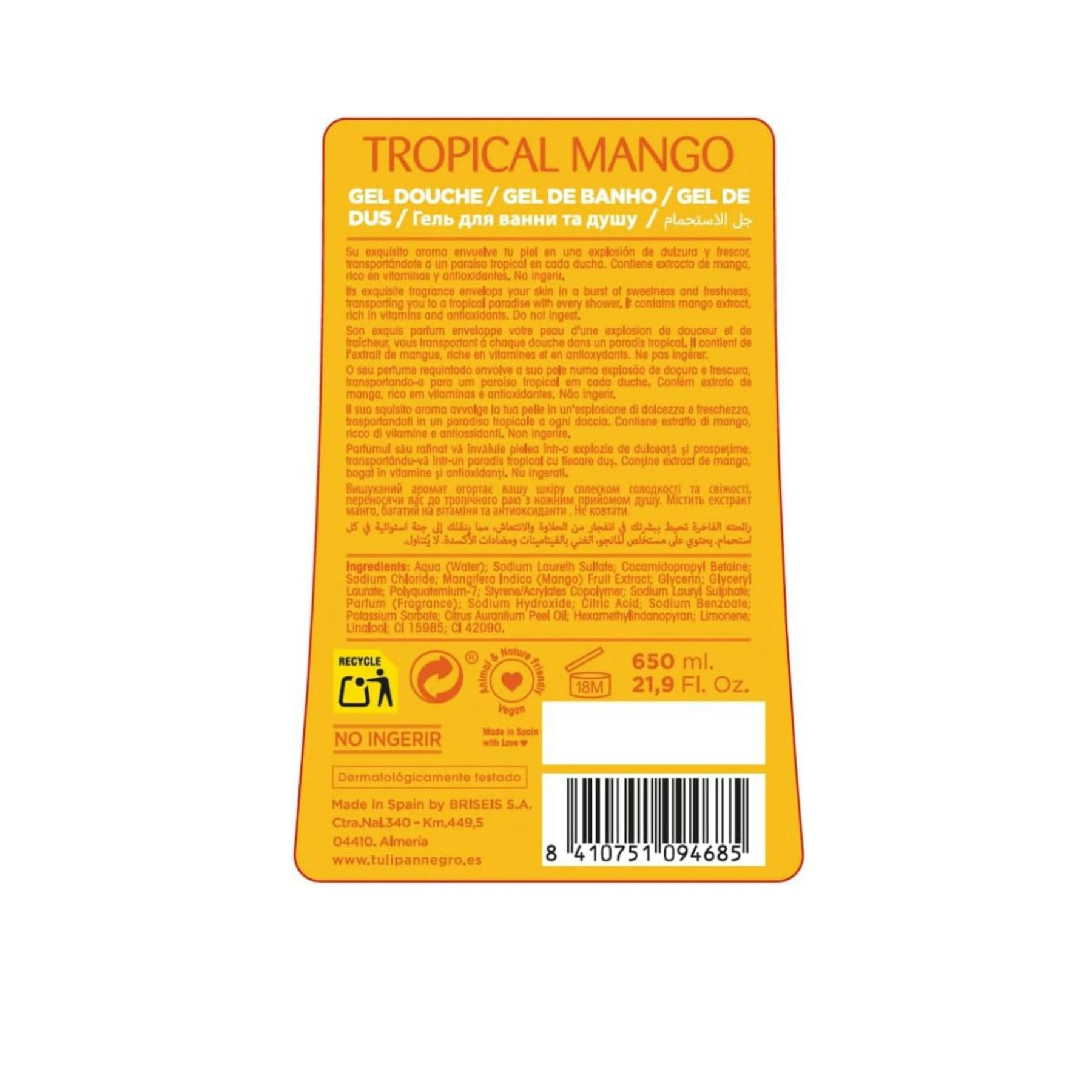 Gel De Ducha Tropical Mango Tulipán Negro 650Ml