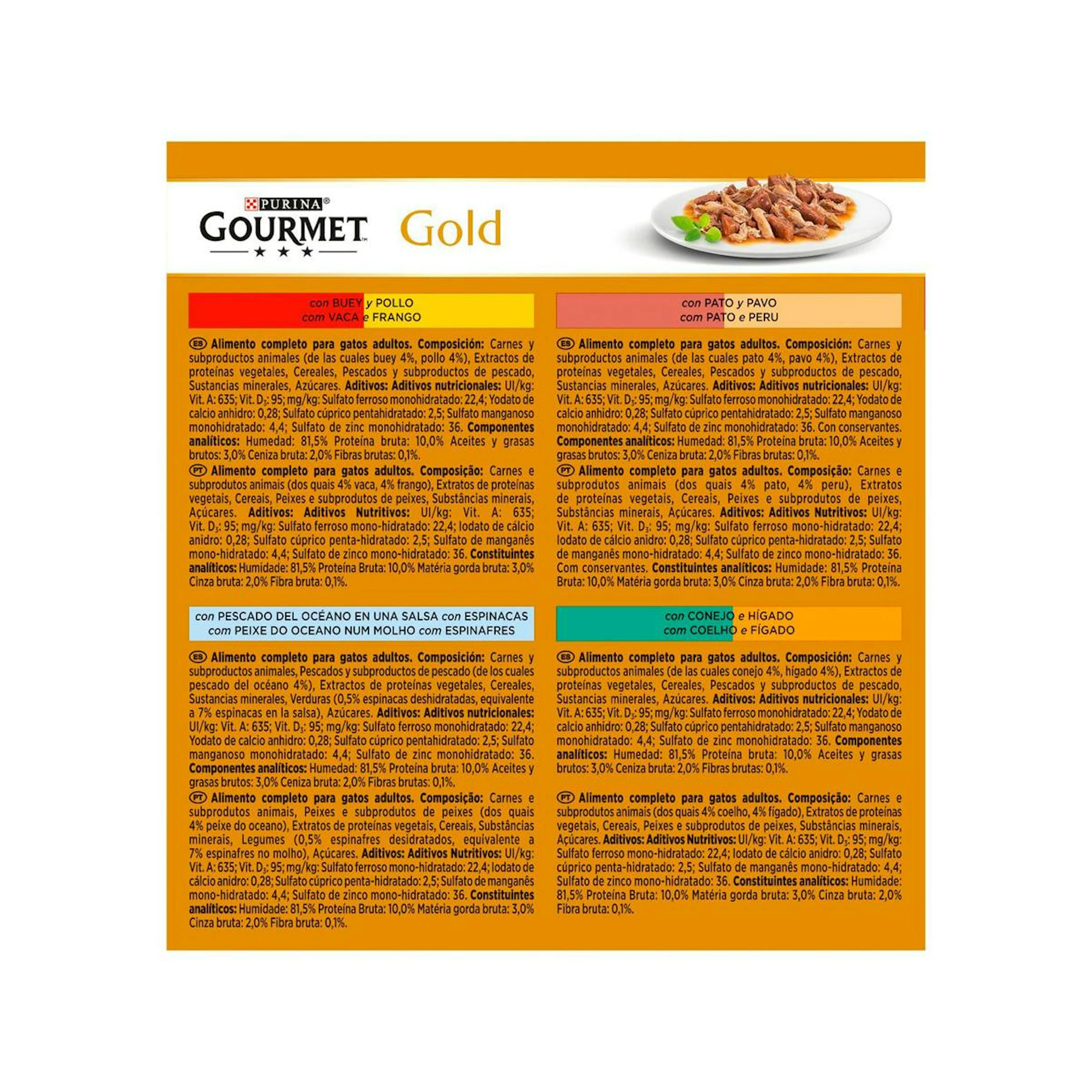 Comida Húmida Gatos Duplo Prazer Gourmet Gold Pack 8X85G