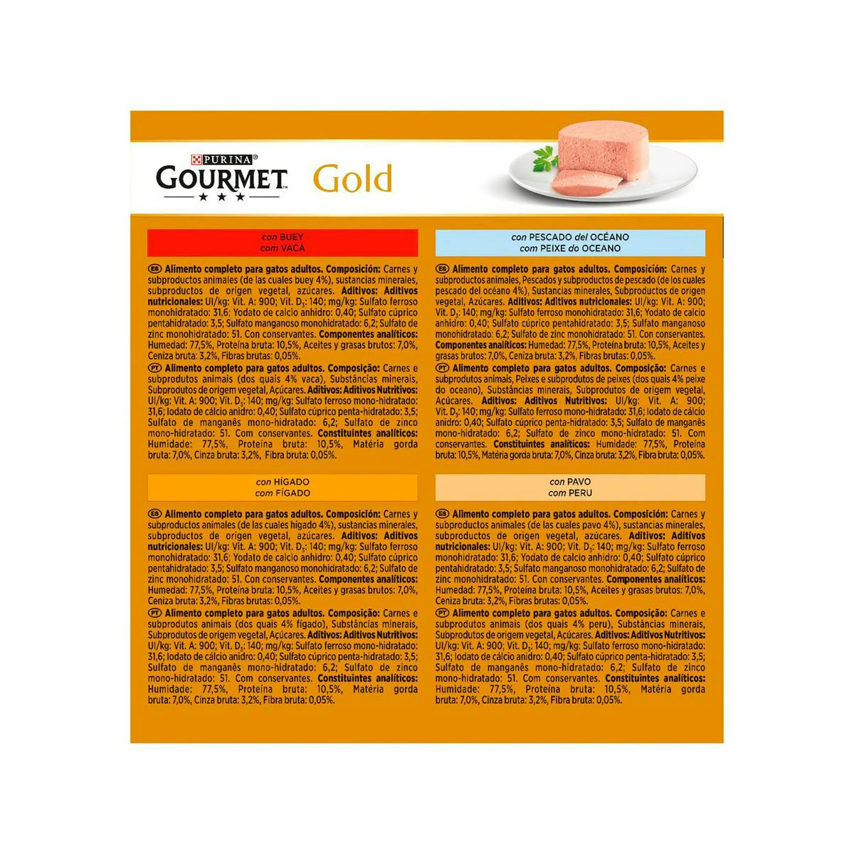 Comida Húmeda Gatos Mousse Gourmet Gold Pack 8X85G