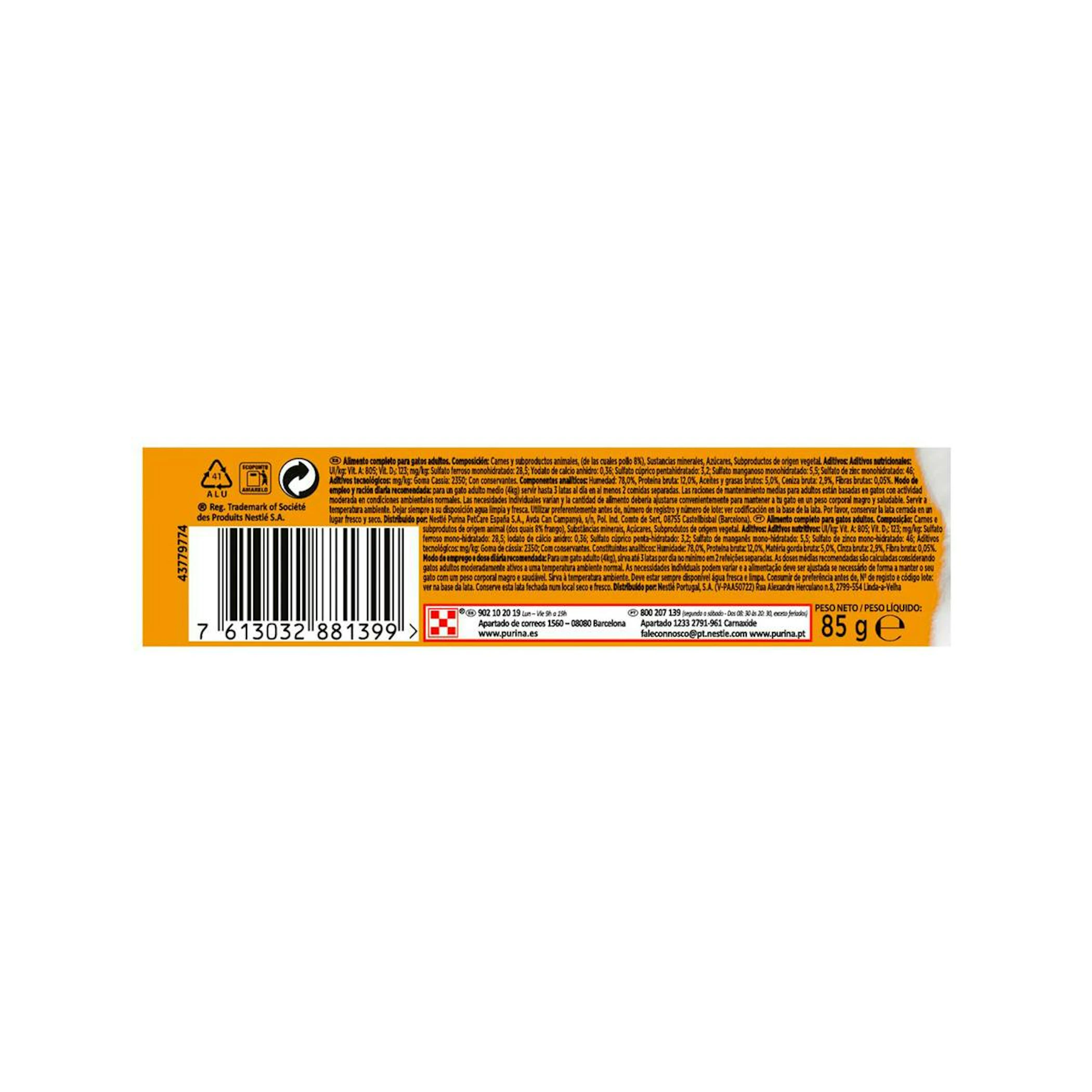 Comida Húmeda Gatos Terrine Pollo Gourmet Gold 85G