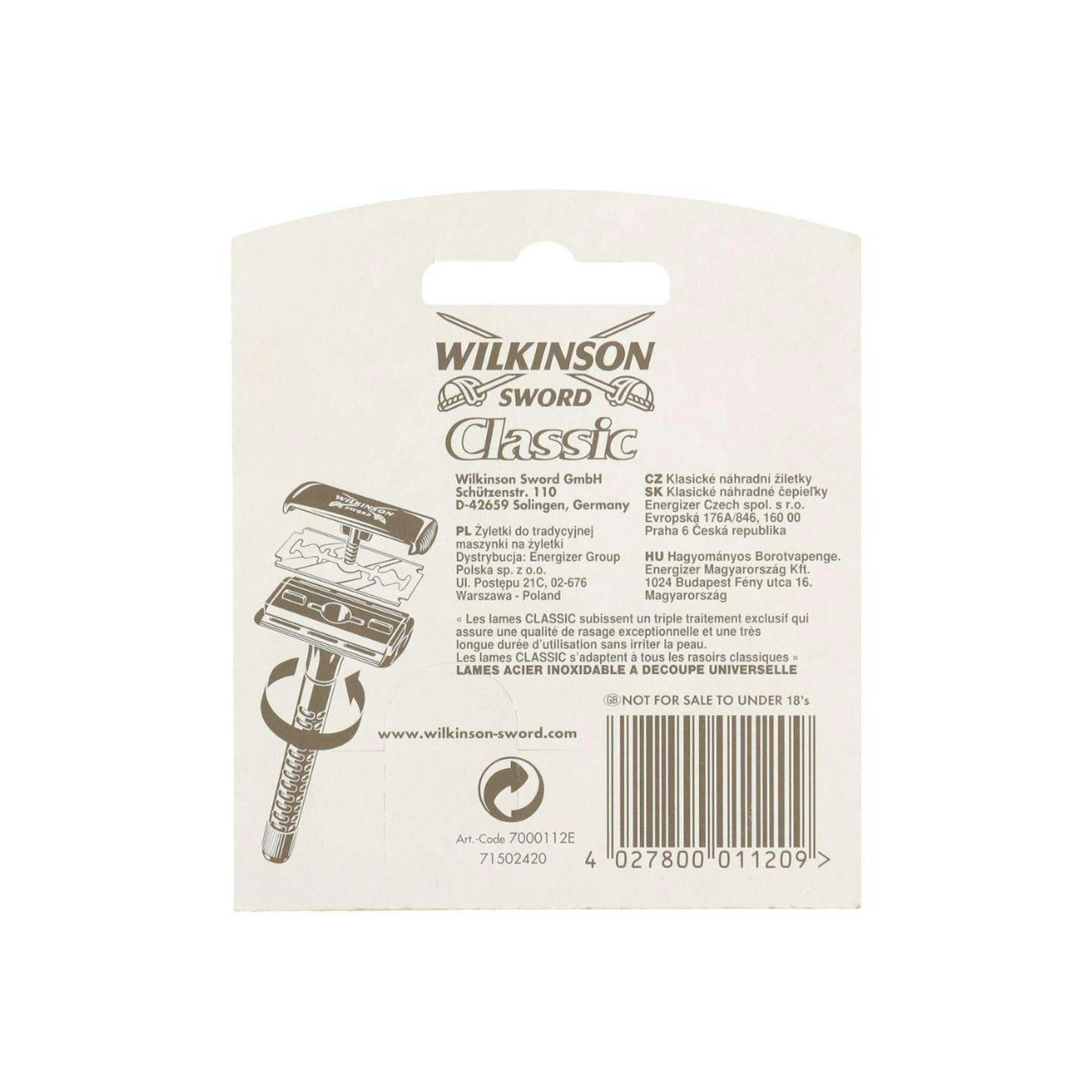 Hojas De Afeitar Sword Classic Wilkinson 5 Uds
