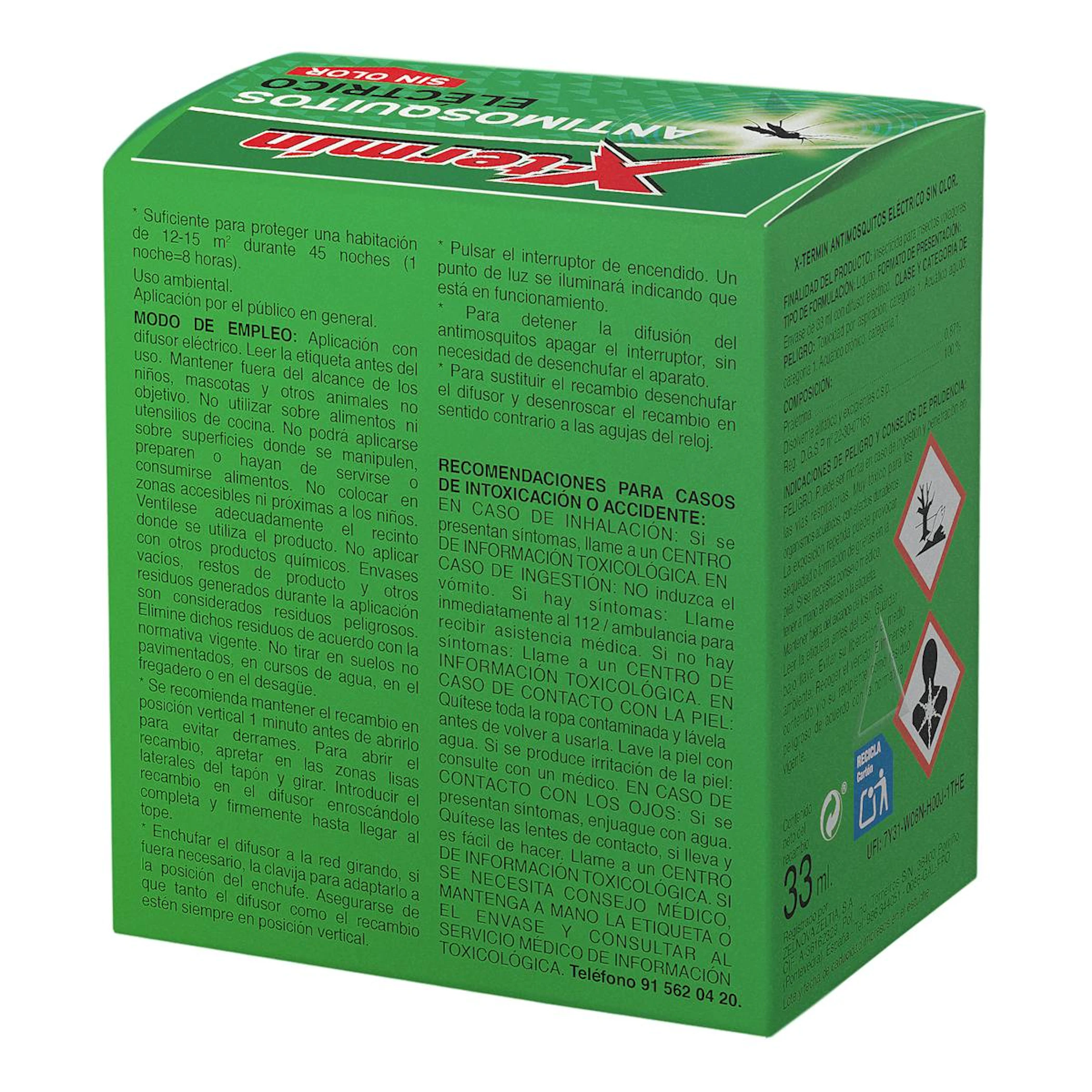 Insecticida Eléctrico Antimosquitos + Recambio Xtermin