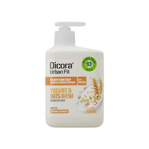 Jabón de manos yogurt y avena DICORA, dosificador 500 ml