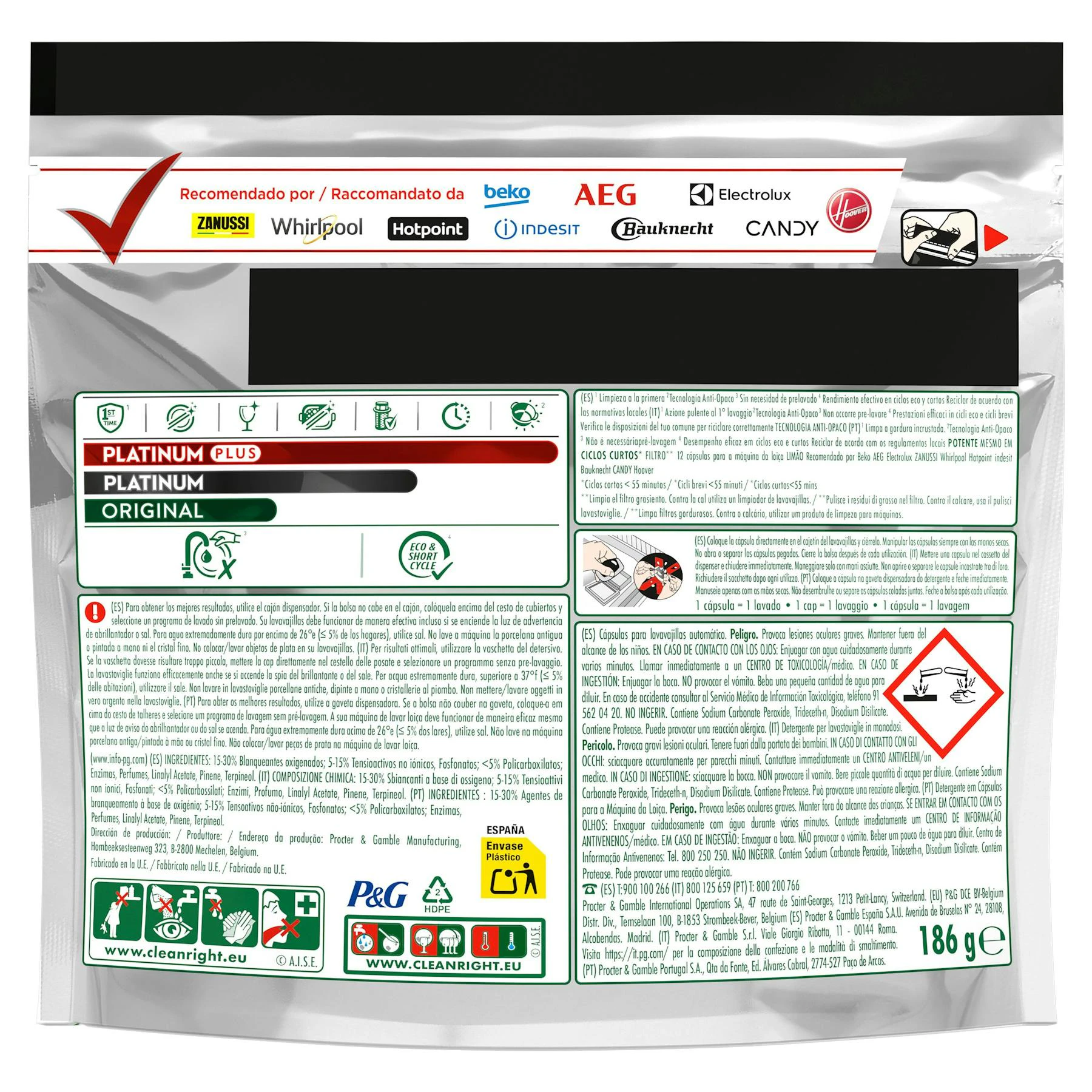 Lavavajillas En Cápsulas Todo En Uno Fairy Platinum Plus 12 Uds
