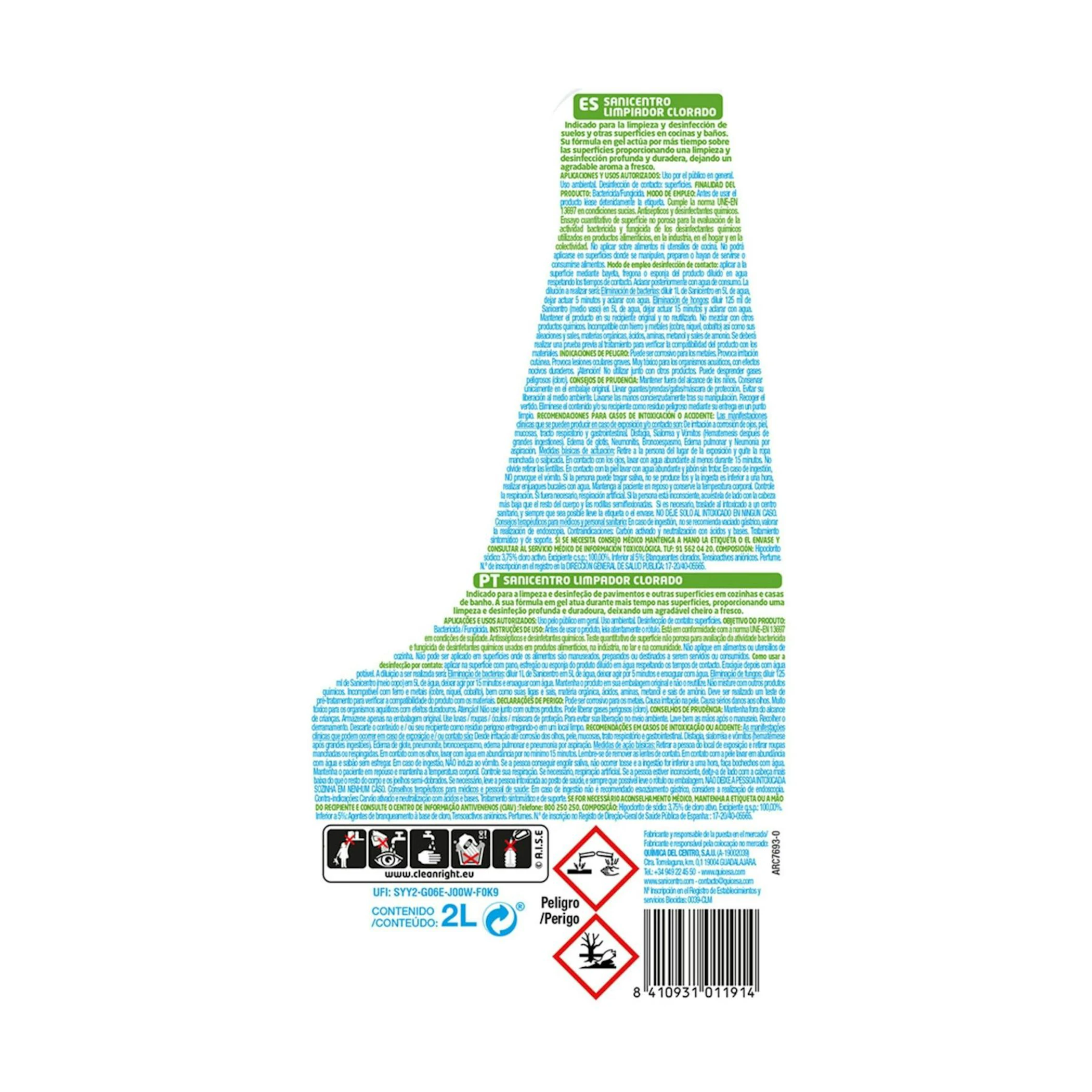 Limpiador Clorado Desinfectante X3 Ultra Sanicentro 2L