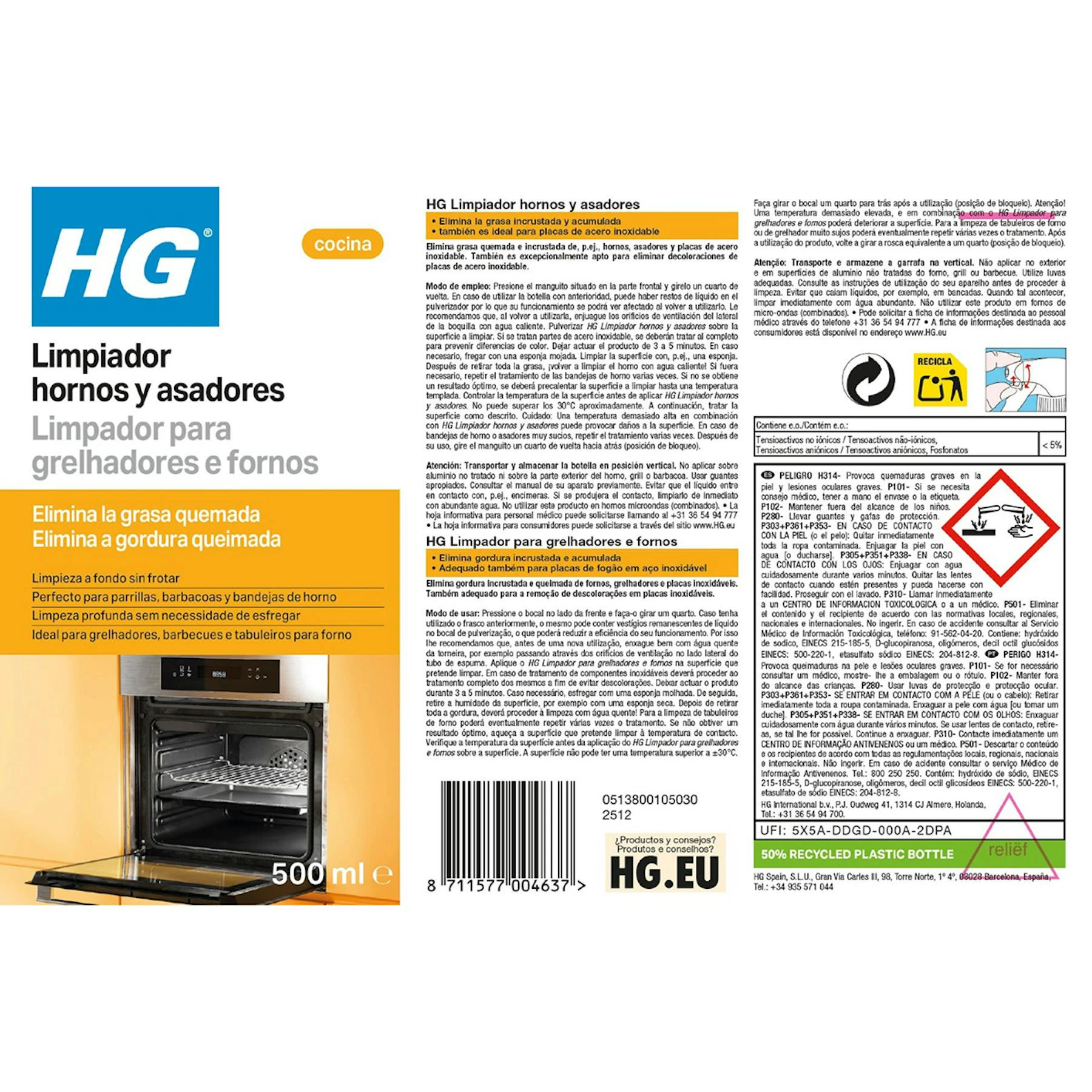 Limpiador Hornos Y Asadores HG 500Ml