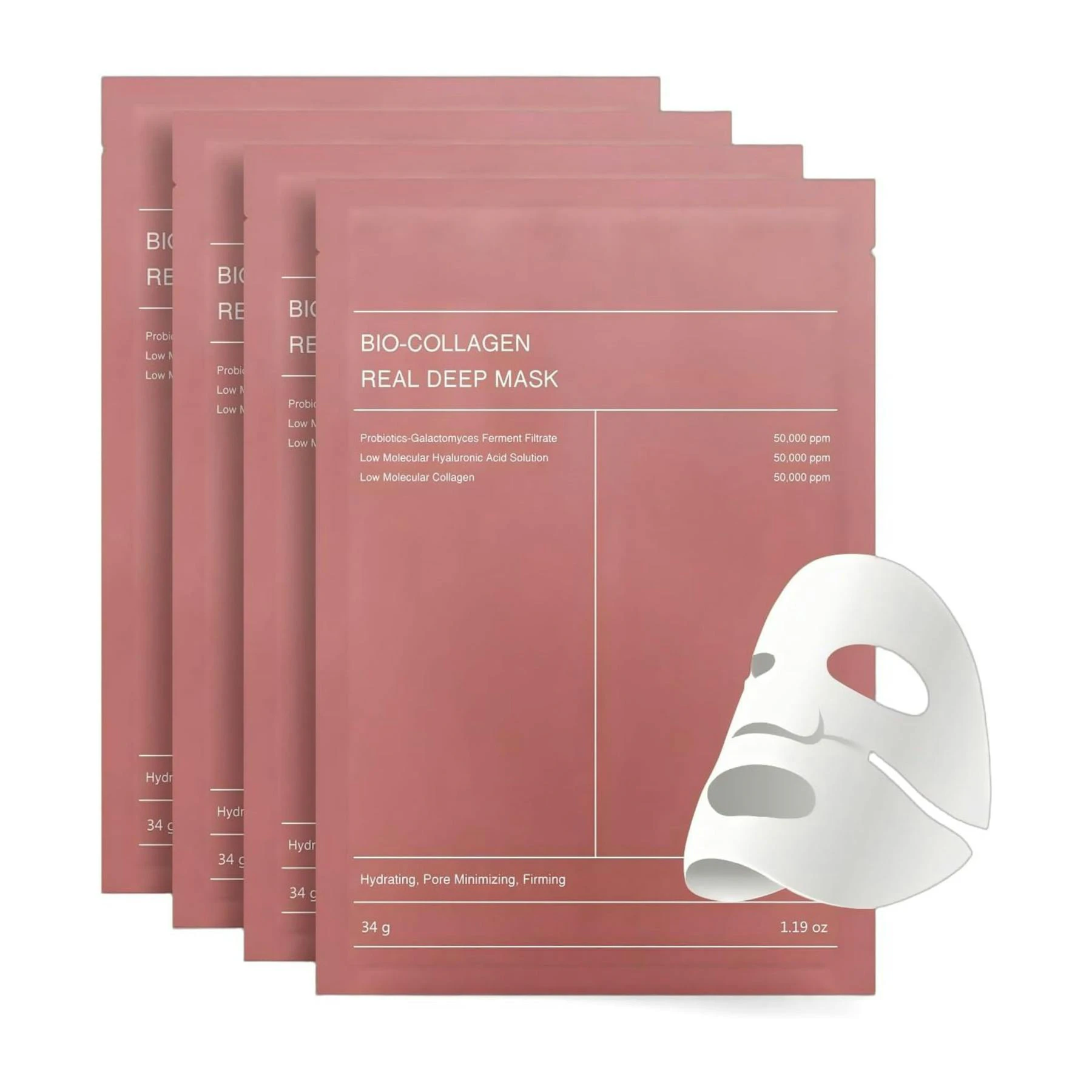 Máscara Facial Bio-Collagen Real Deep Biodance 4 Unid