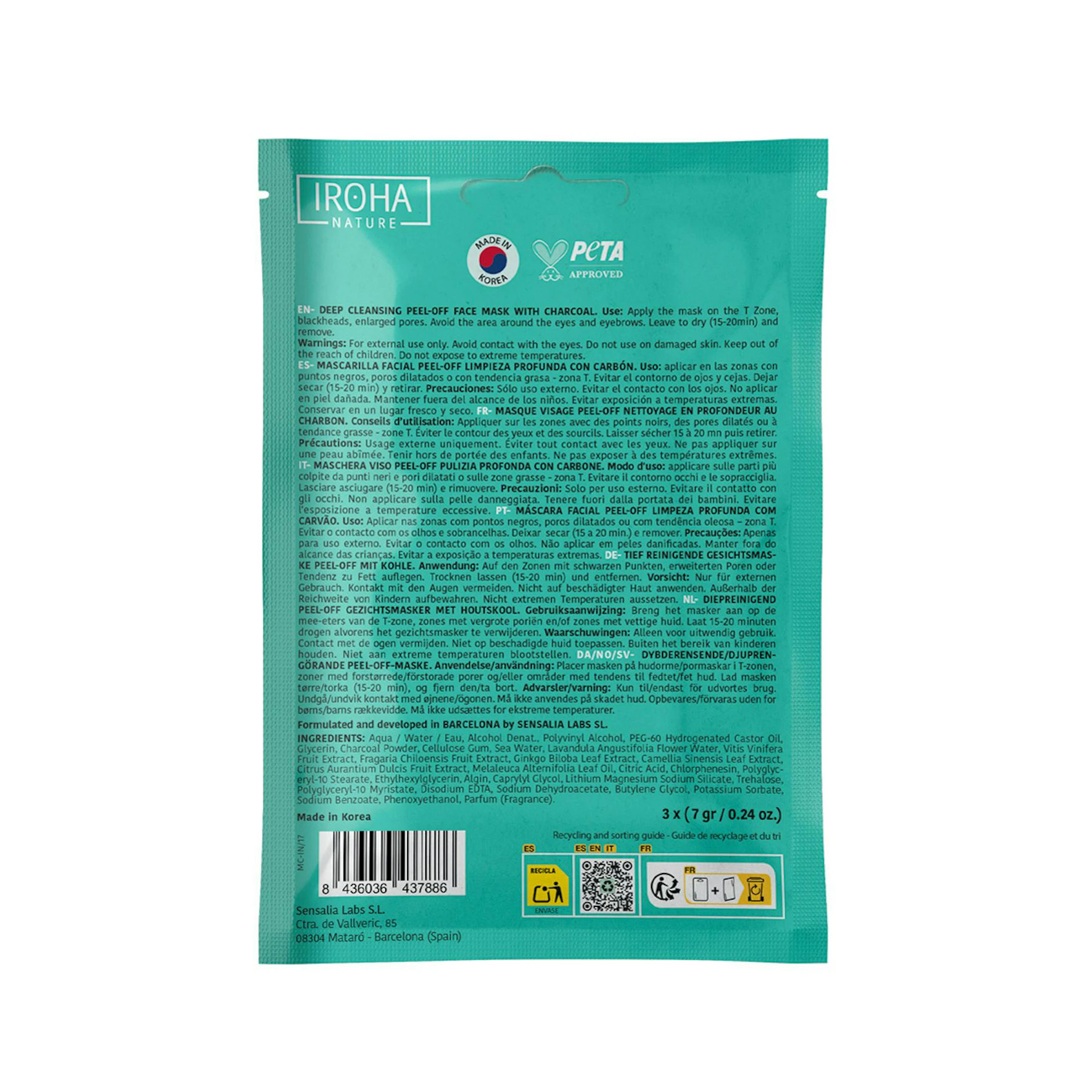 Mascarilla Facial Peel Off Limpieza Profunda Iroha Nature