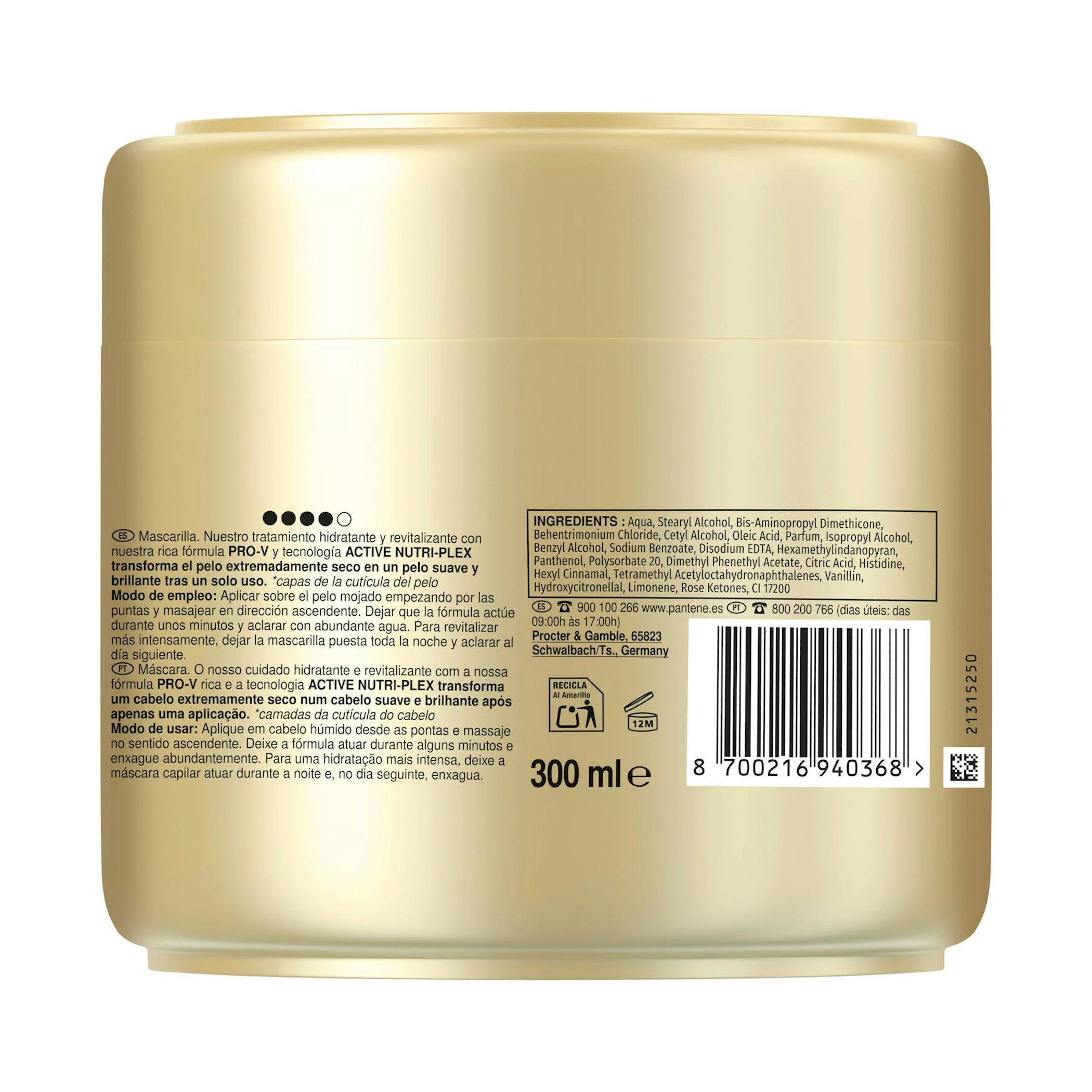Mascarilla Hydra Revitaliza Pantene 300Ml