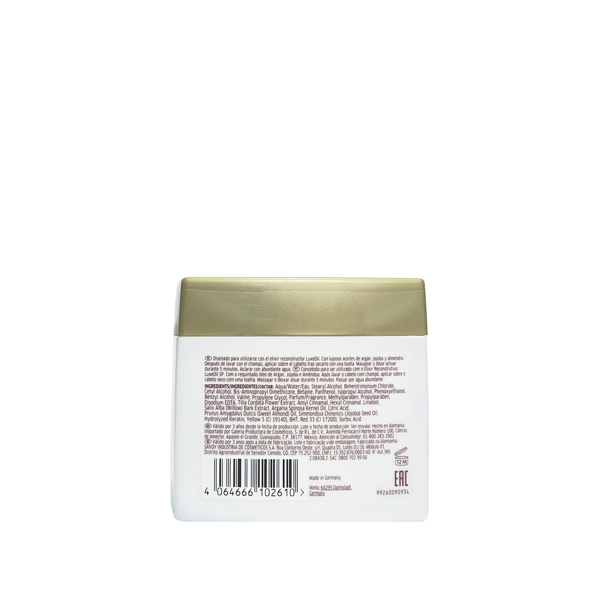 Máscara LuxeOil Keratin Restore Wella Sp 400Ml