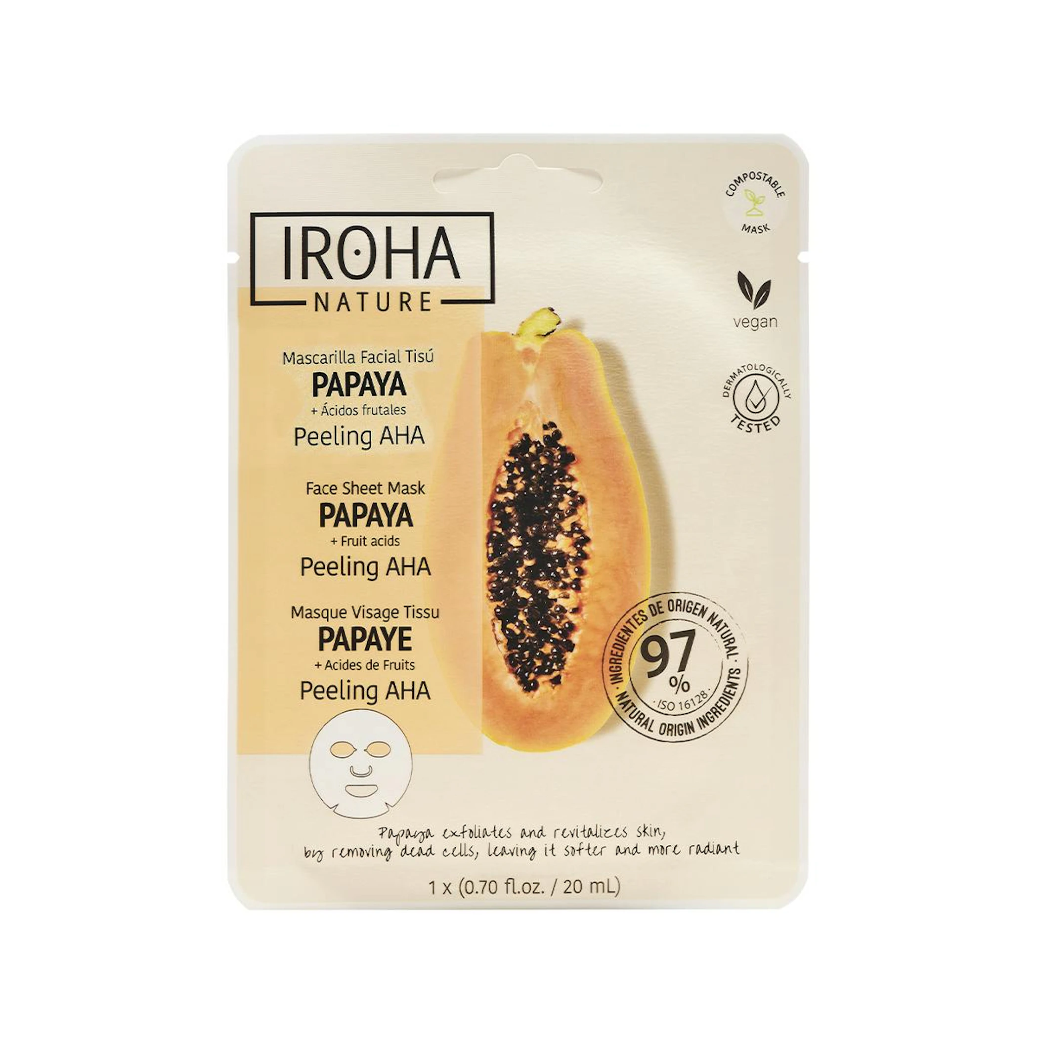 Mascarilla Facial Peeling AHA Papaya Iroha Nature 0