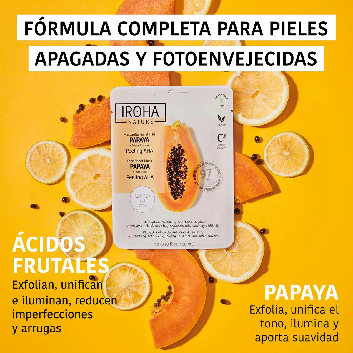 Mascarilla Facial Peeling AHA Papaya Iroha Nature