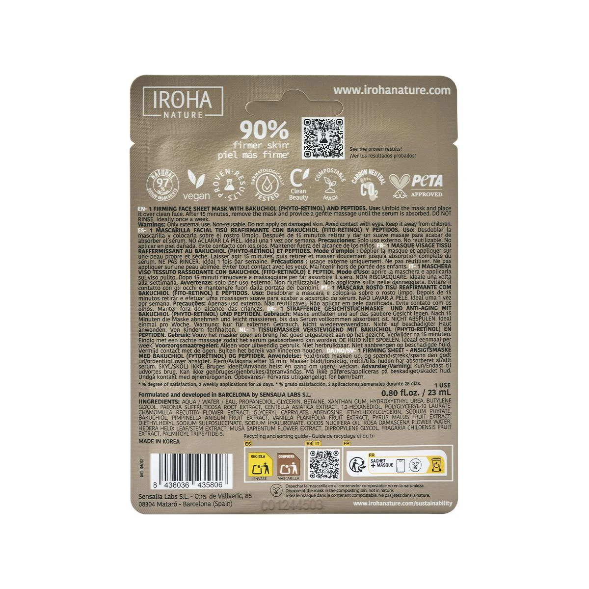 Mascarilla Facial Reafirmante Fito-Retinol Iroha Nature