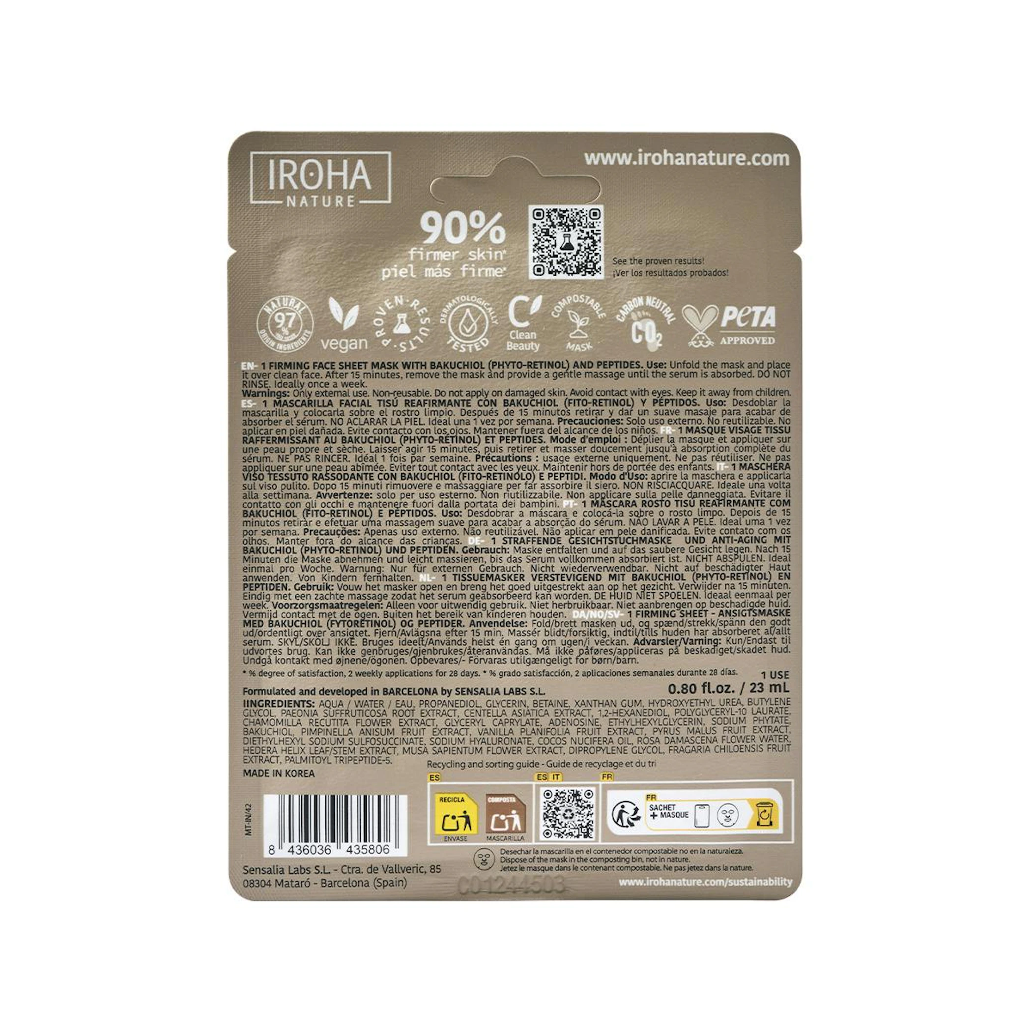 Mascarilla Facial Reafirmante Fito-Retinol Iroha Nature