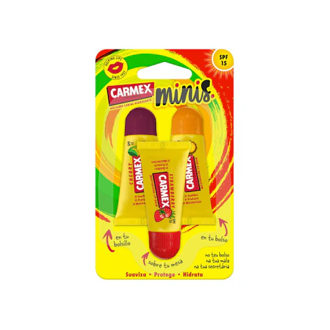 Mini Bálsamos Labiales Hidratantes SPF 15 Carmex Pack 3 Uds