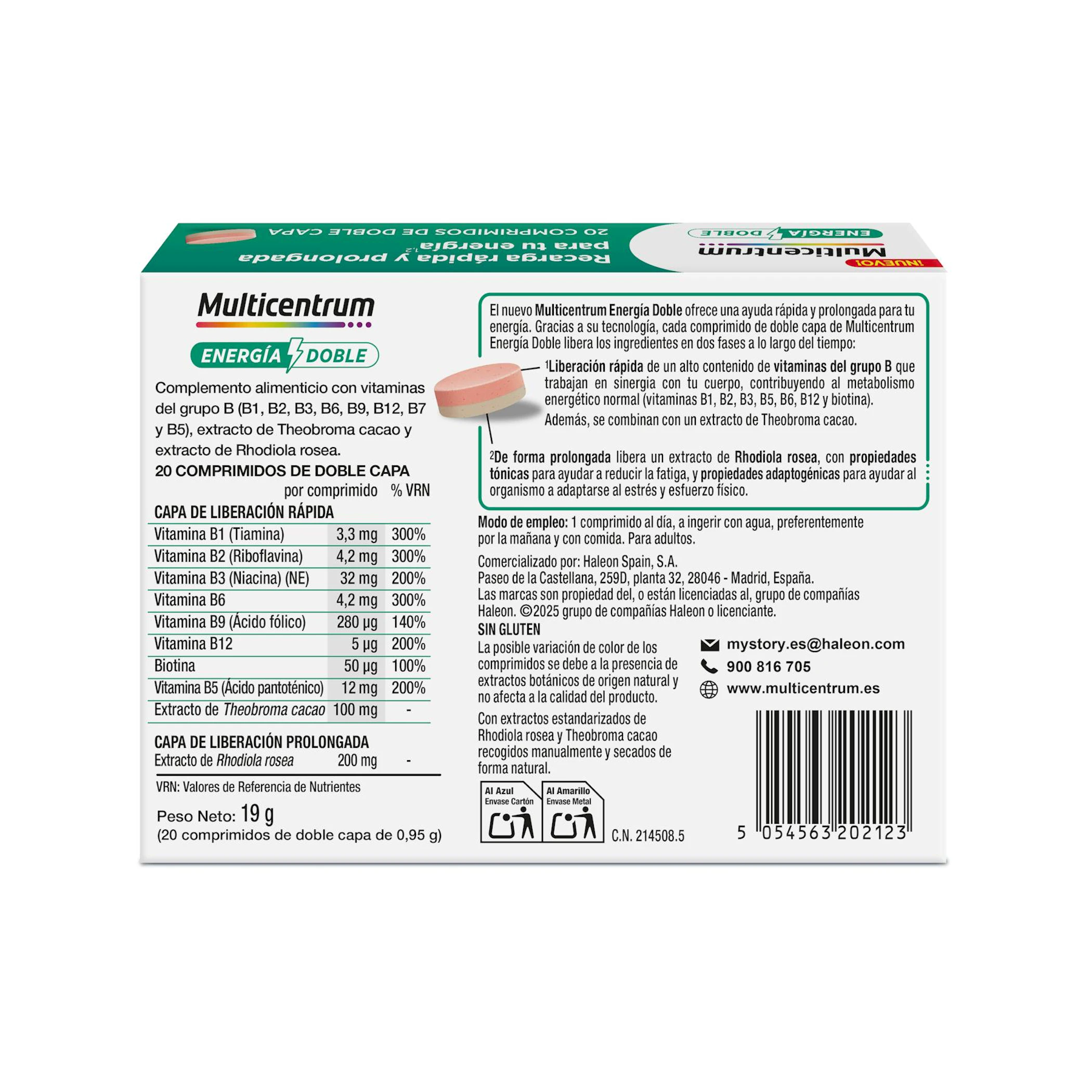 Multivitamínico Energía Doble Multicentrum 20 Comprimidos