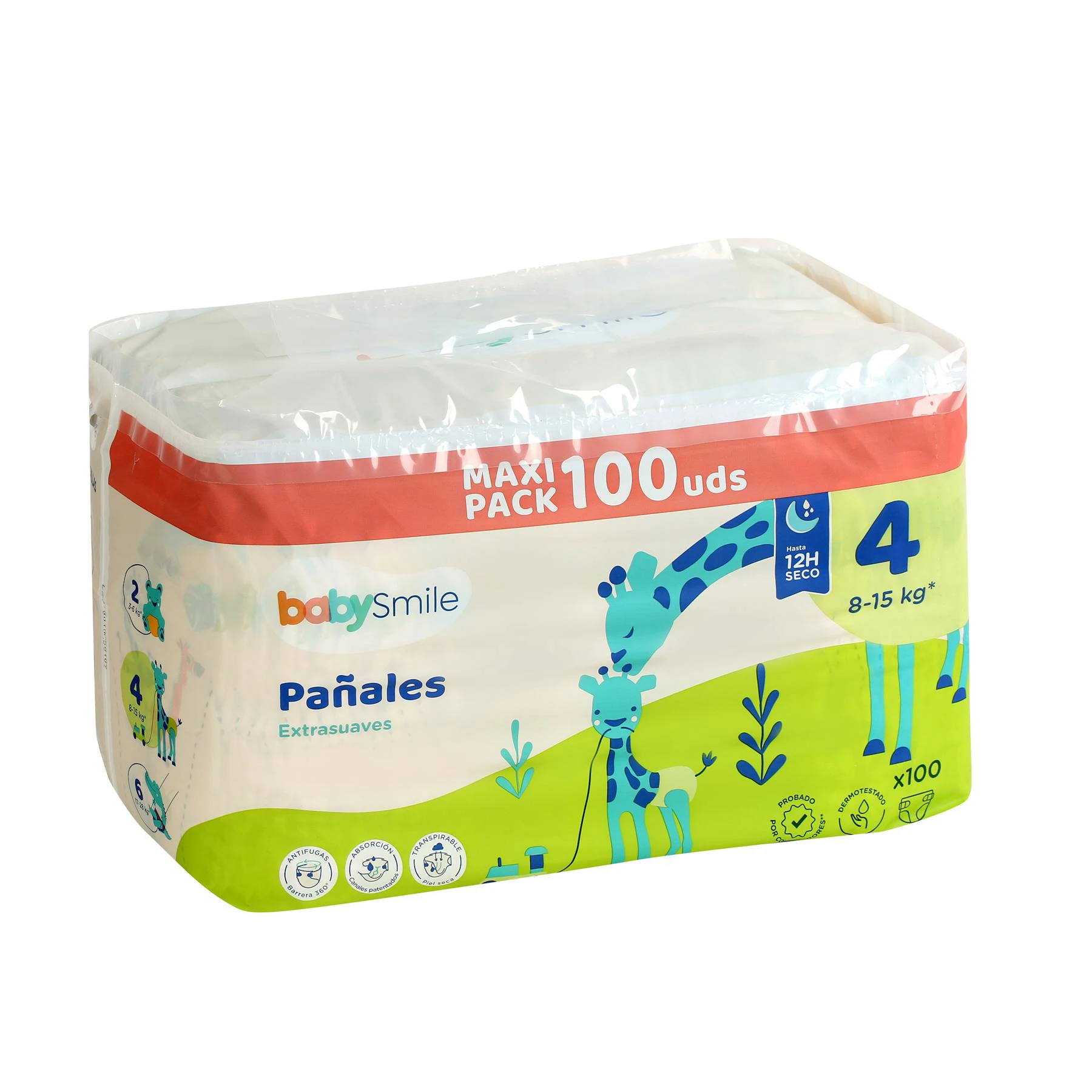 Pañales Talla 4 (8-15 Kg) BabySmile 100 Uds