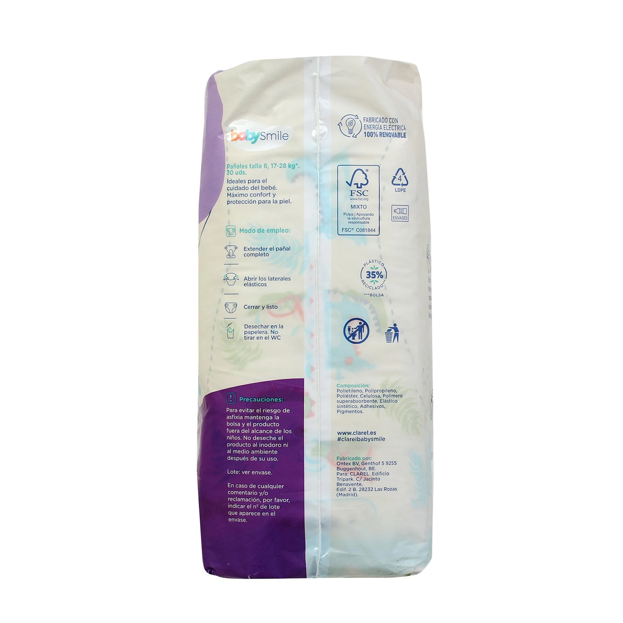Fraldas Tamanho 6 (17-28 Kg) BabySmile 30 Unid.