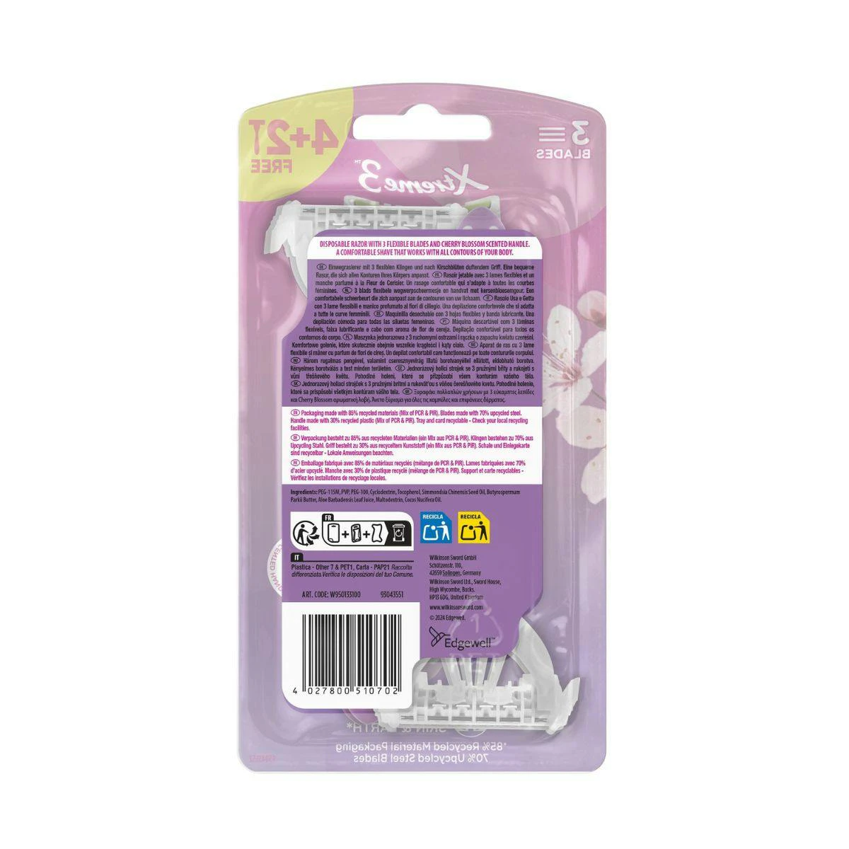 Maquinilla Desechable My Intuition Comfort Cherry Blossom Wilkinson 6 Uds